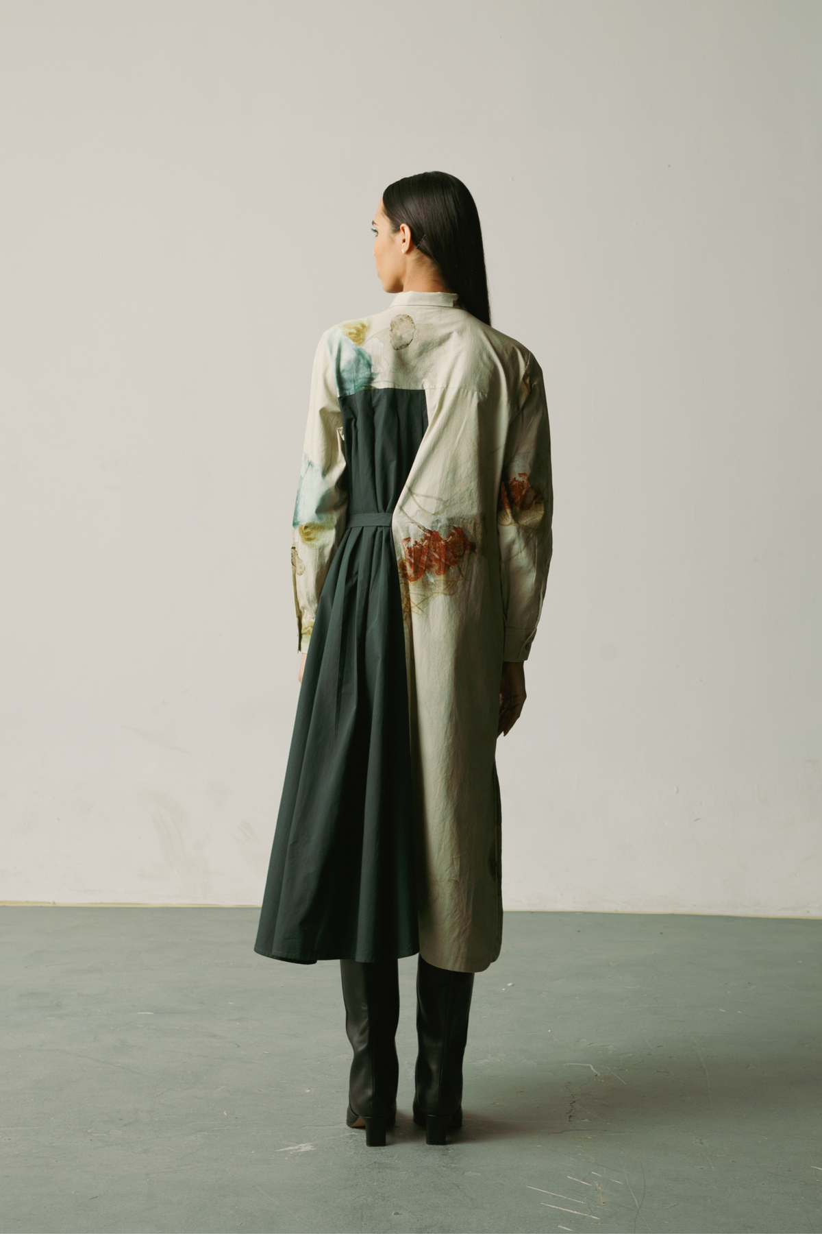 X-ray pleat panel dress
