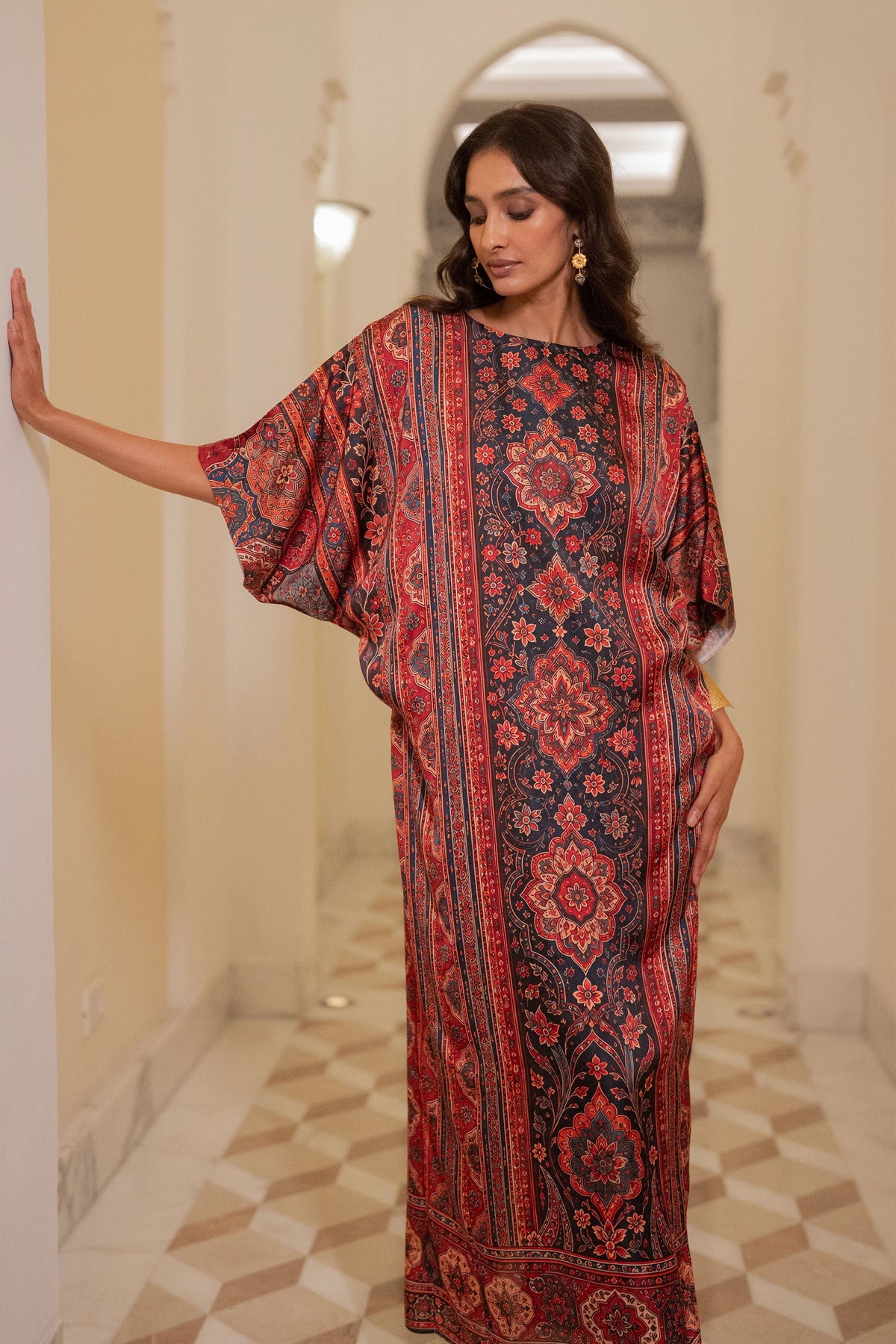 Tapestry Print Kaftan Dress