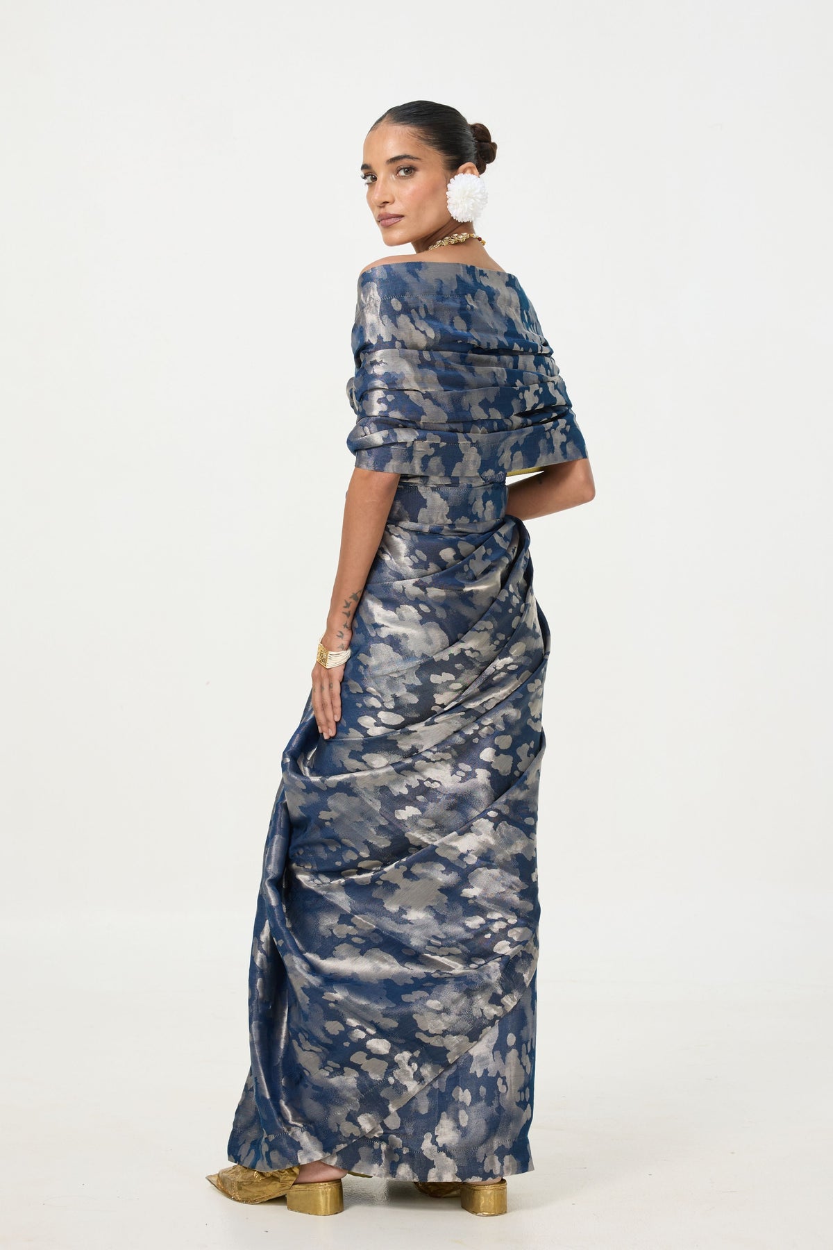 Navy Blue Tissue Saree