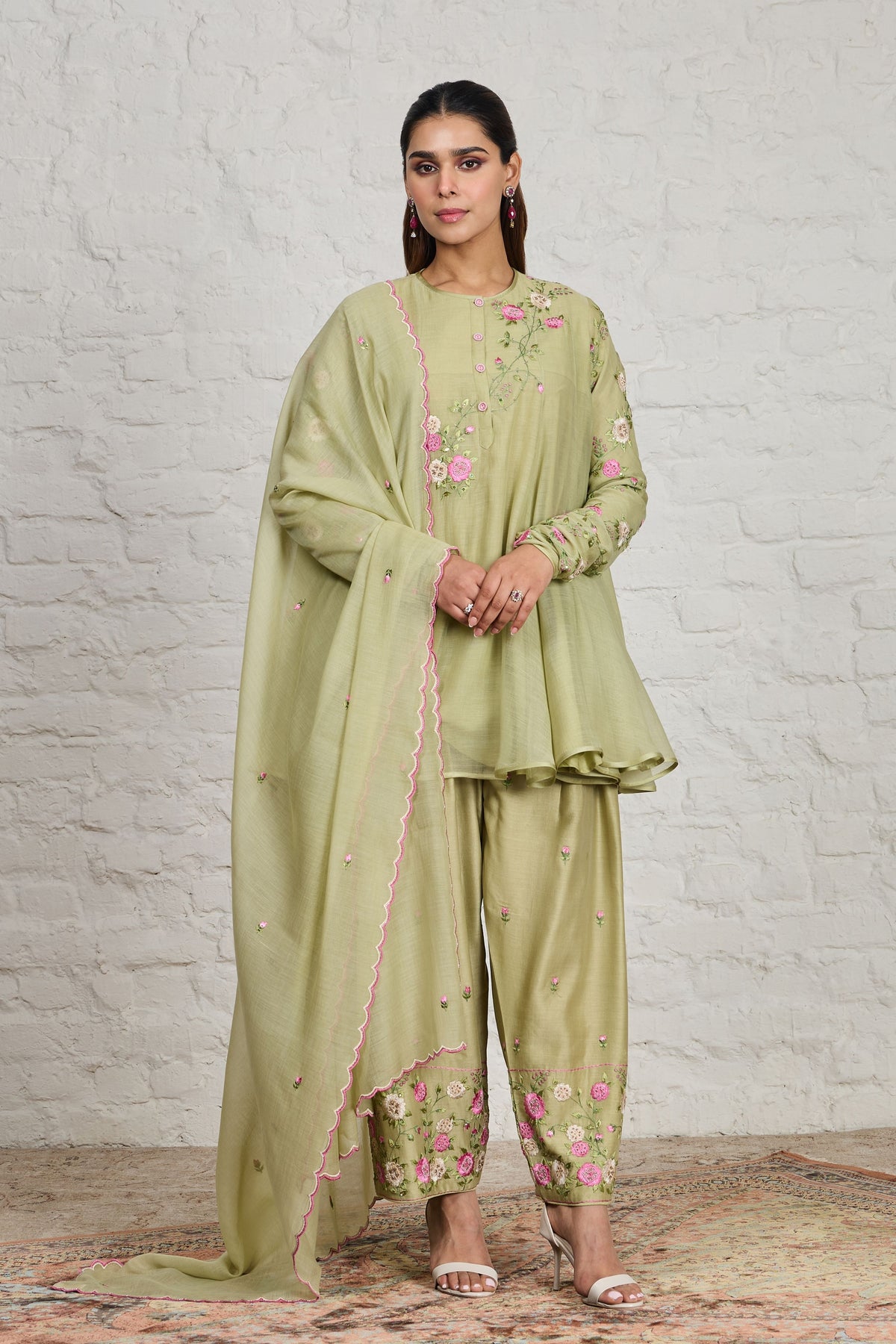 Faye Green Short Kurta Set