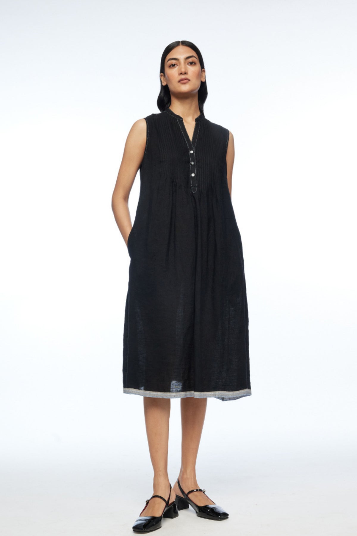 Cymosa Yoke Pleated Dress