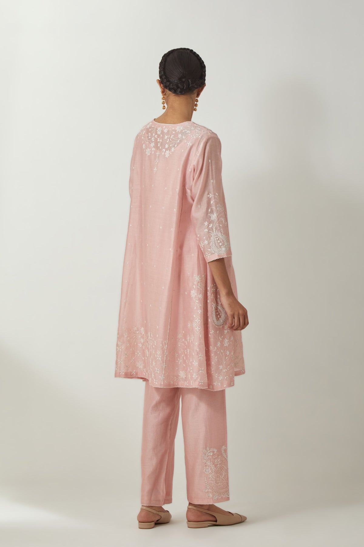 Pink Kalidar Short Kurta Set