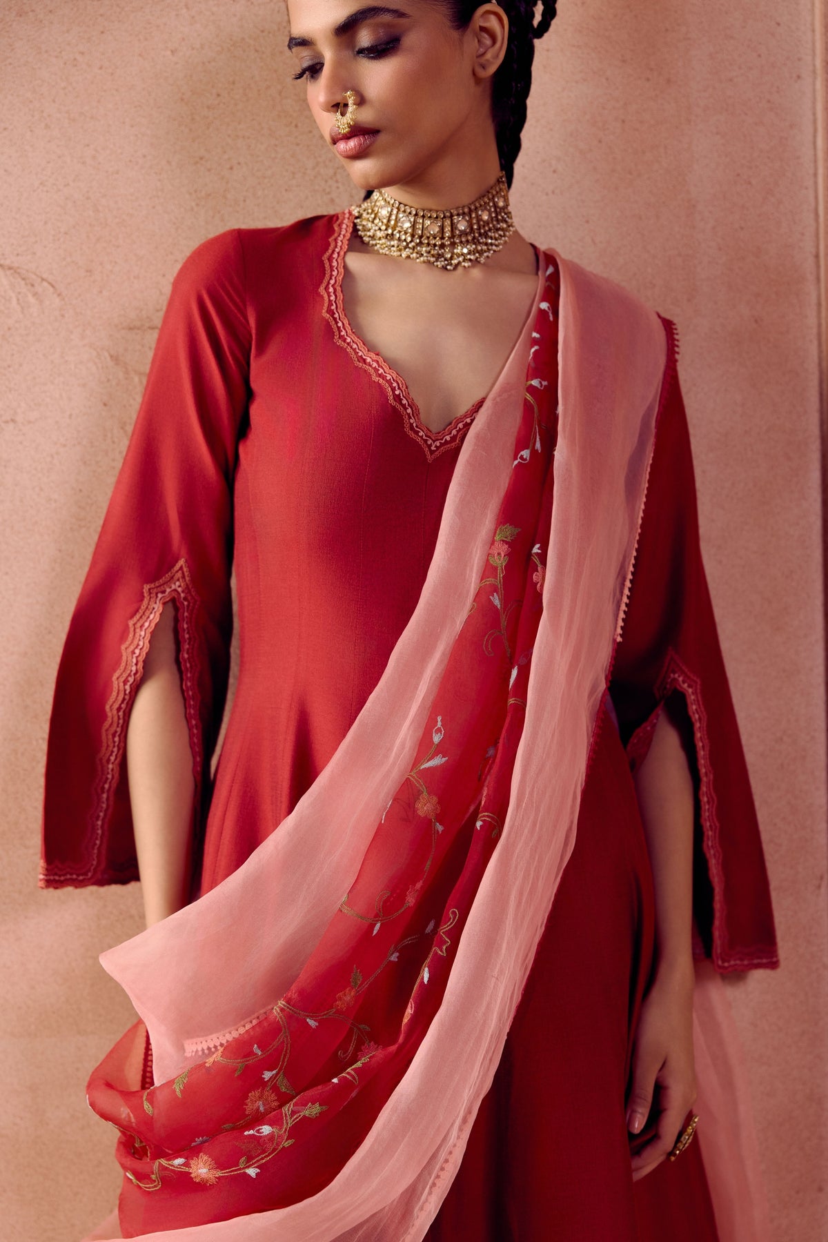Maroon Anarkali Set