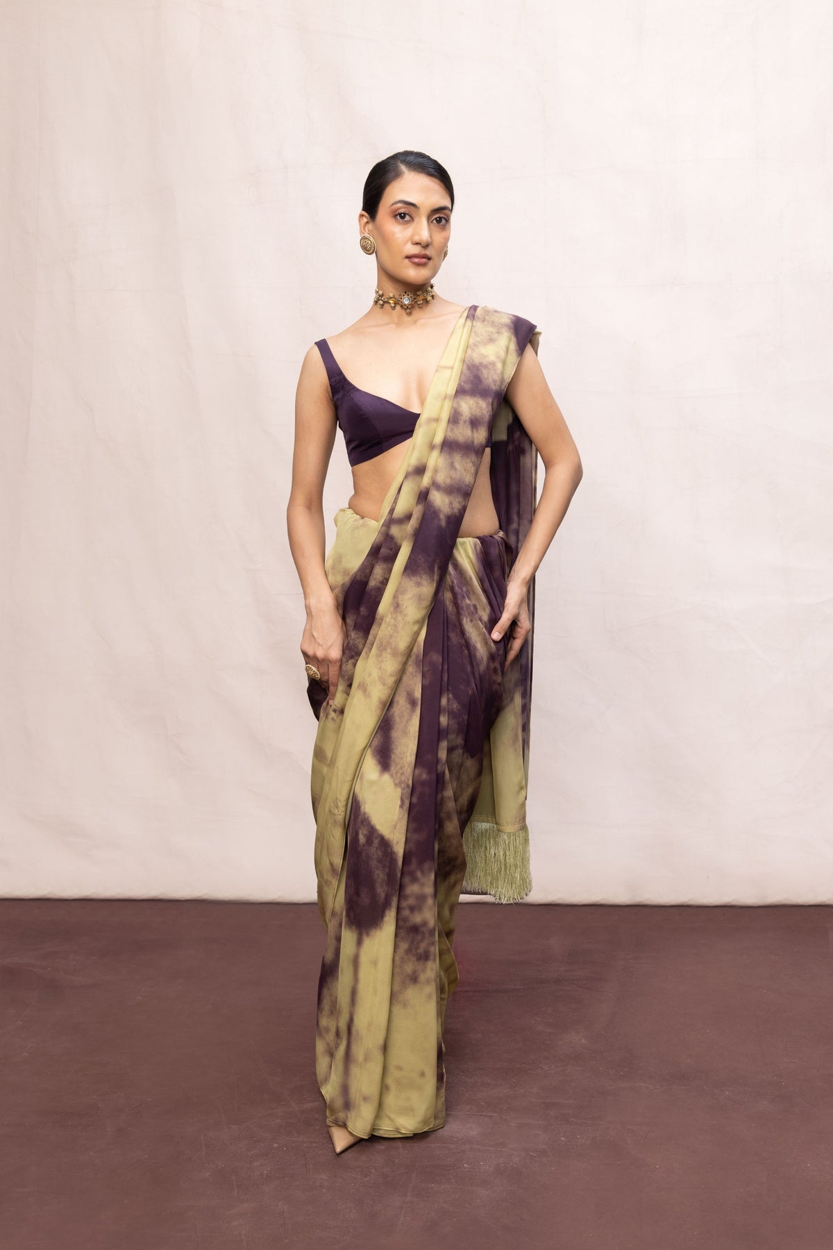 Purple & Pista Green Ombre Saree