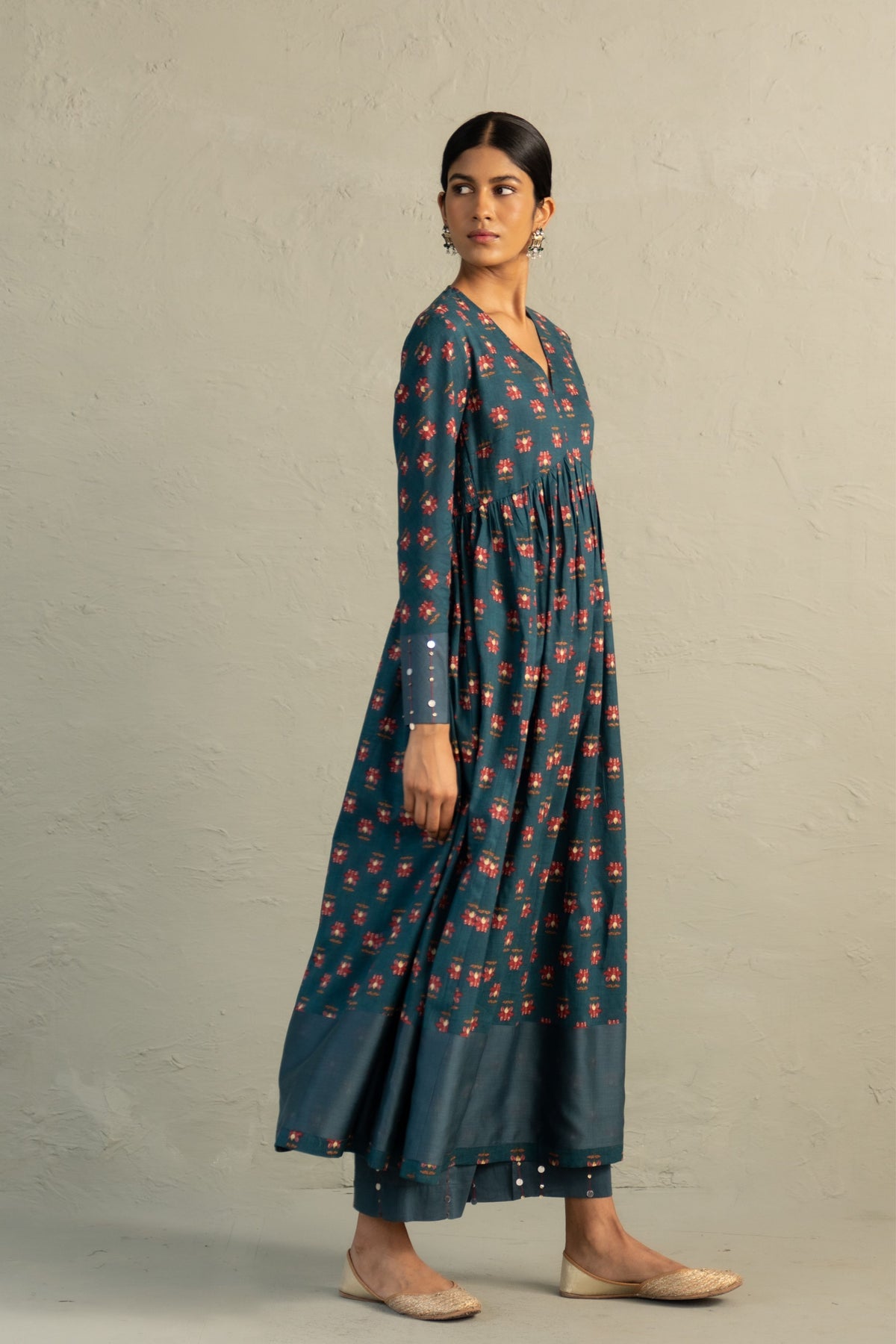 Teal Anarkali Set