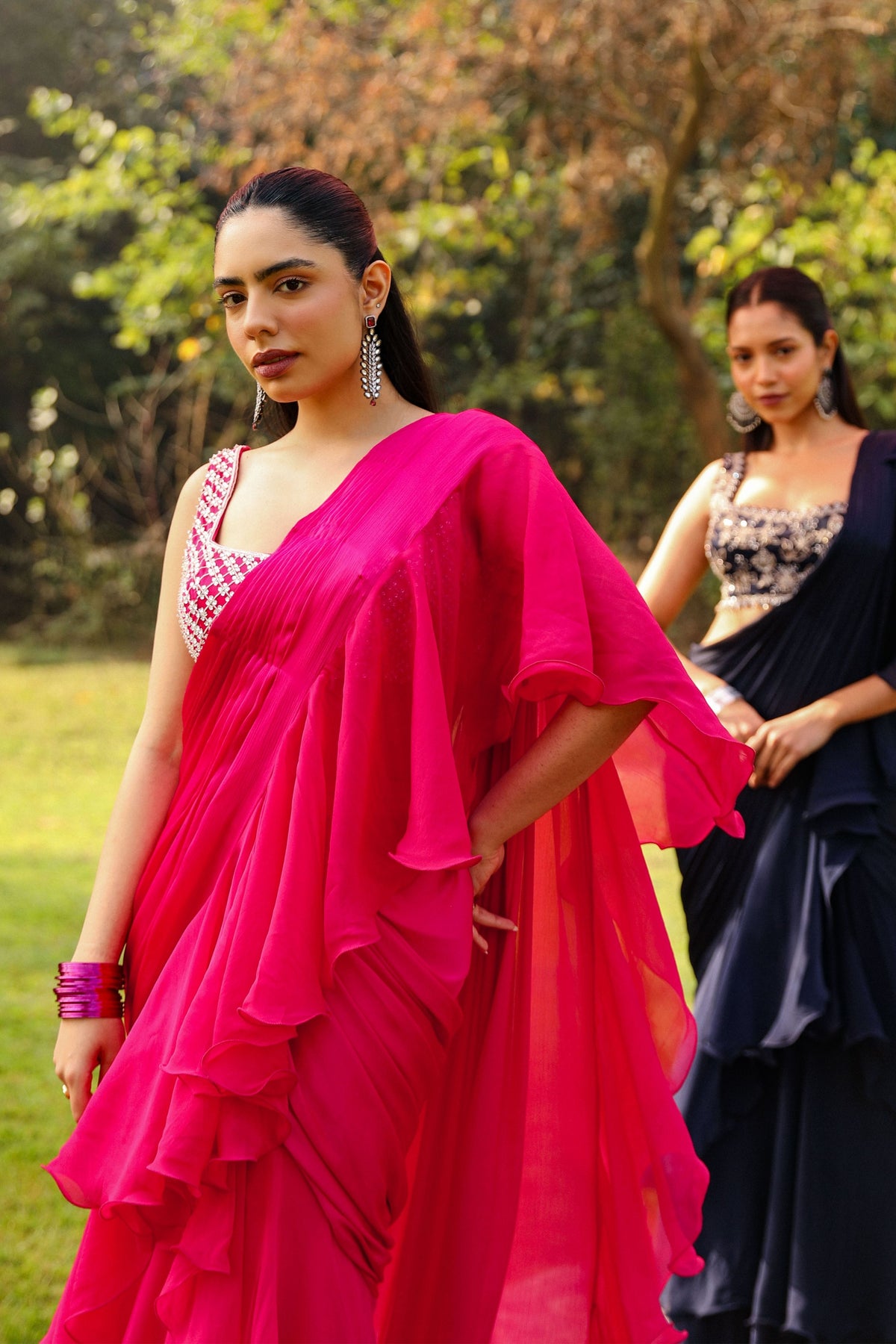 Rani Pink Drape Saree