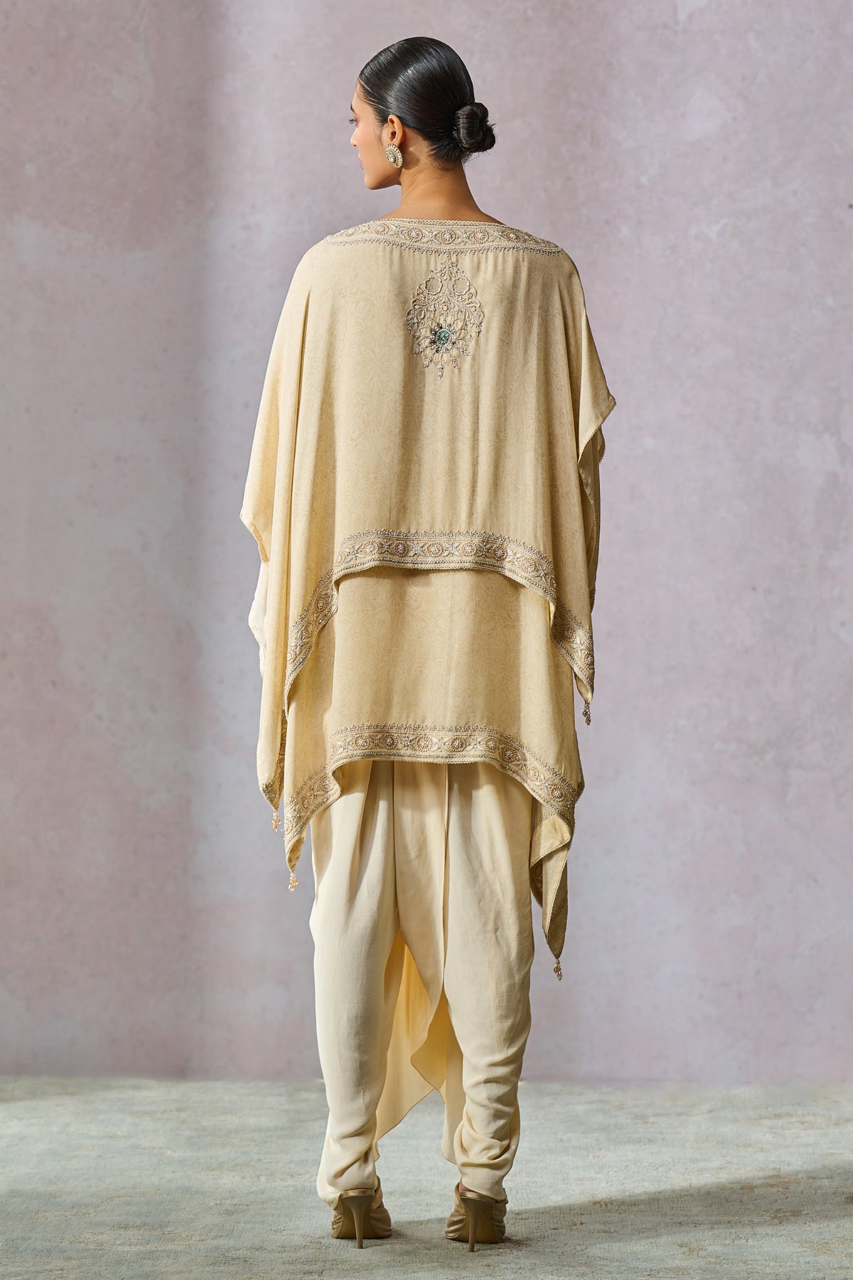 Dual Layered Boat Neck Top With Dhoti