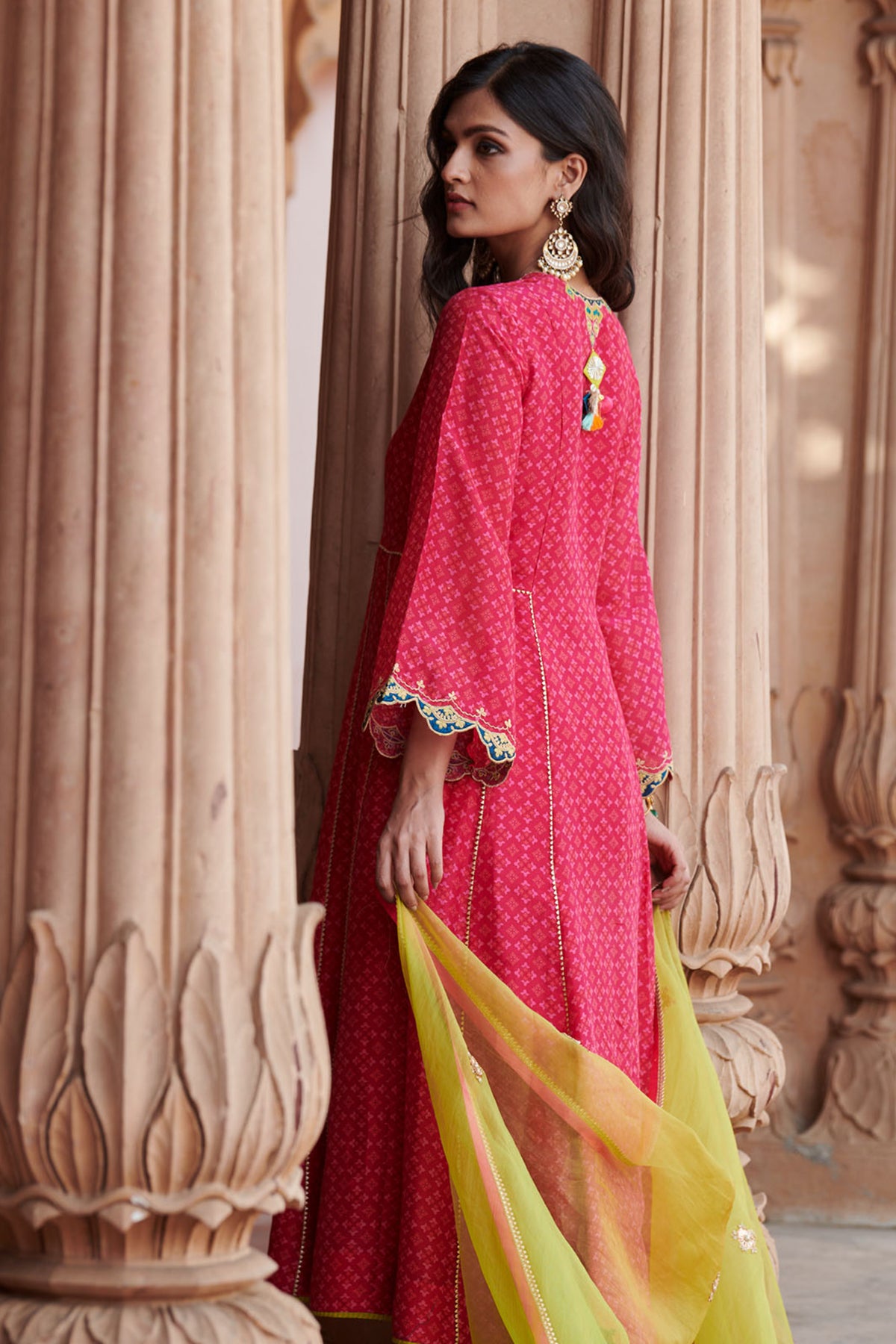 Zahra Printed Jester Red Side Kali Anarkali Set