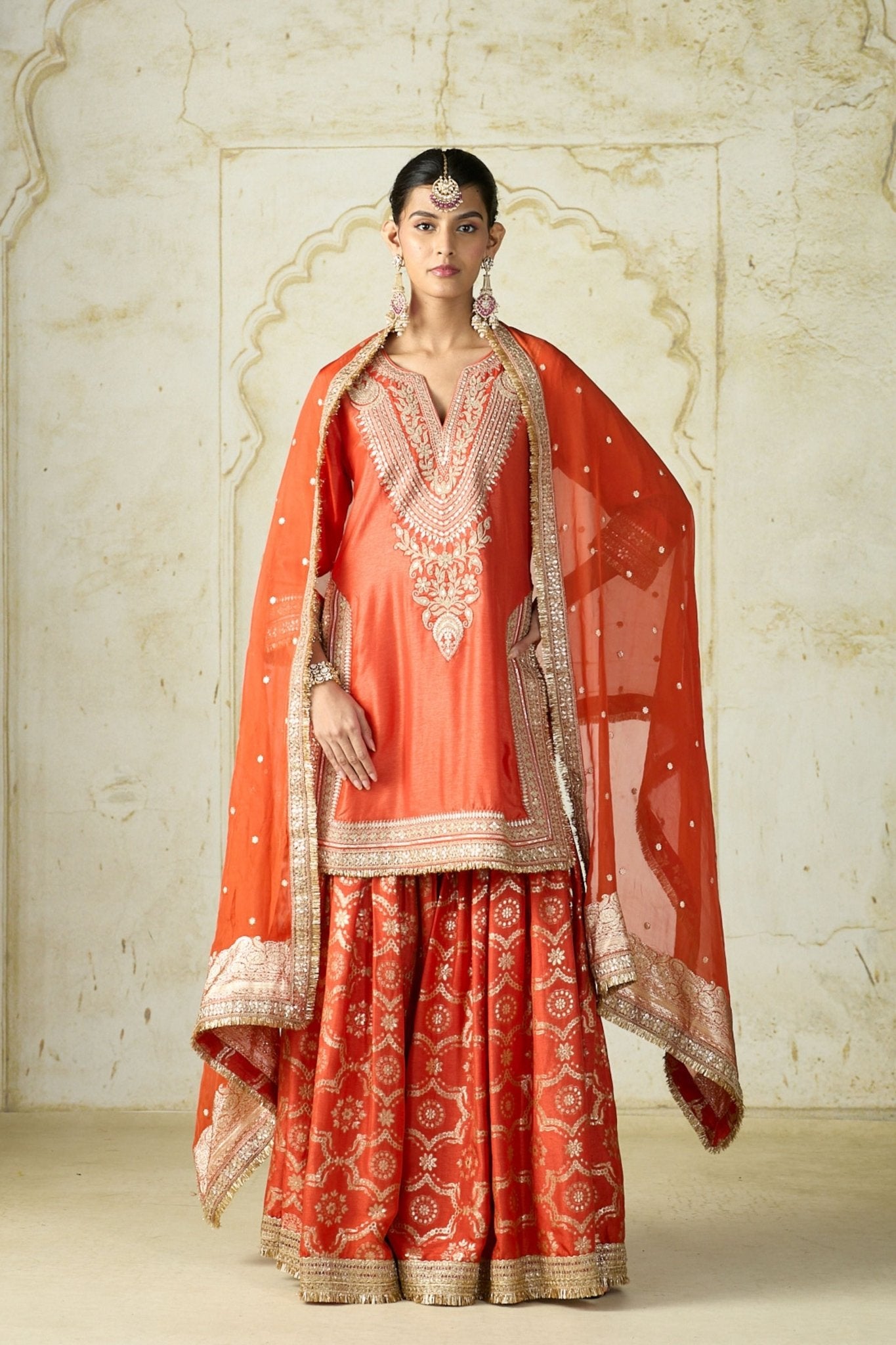Orange Ameena Sharara Set - Gopi Vaid - Elahe