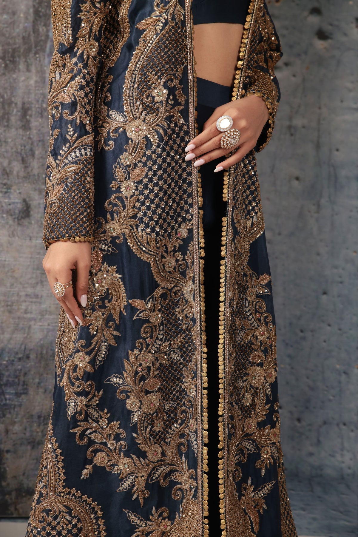 Blue Long Jacket Set