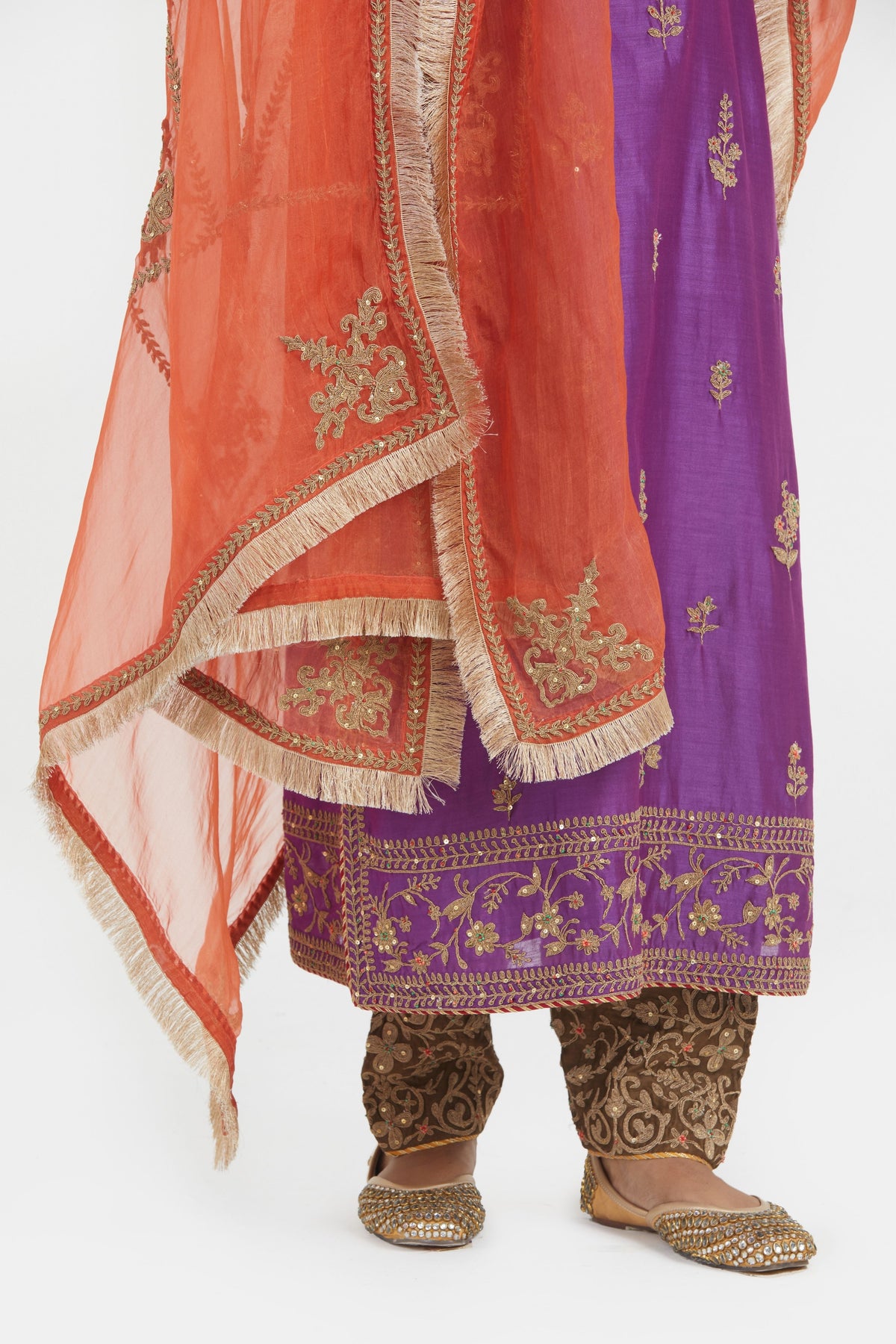 Purple Chanderi Kurta Set