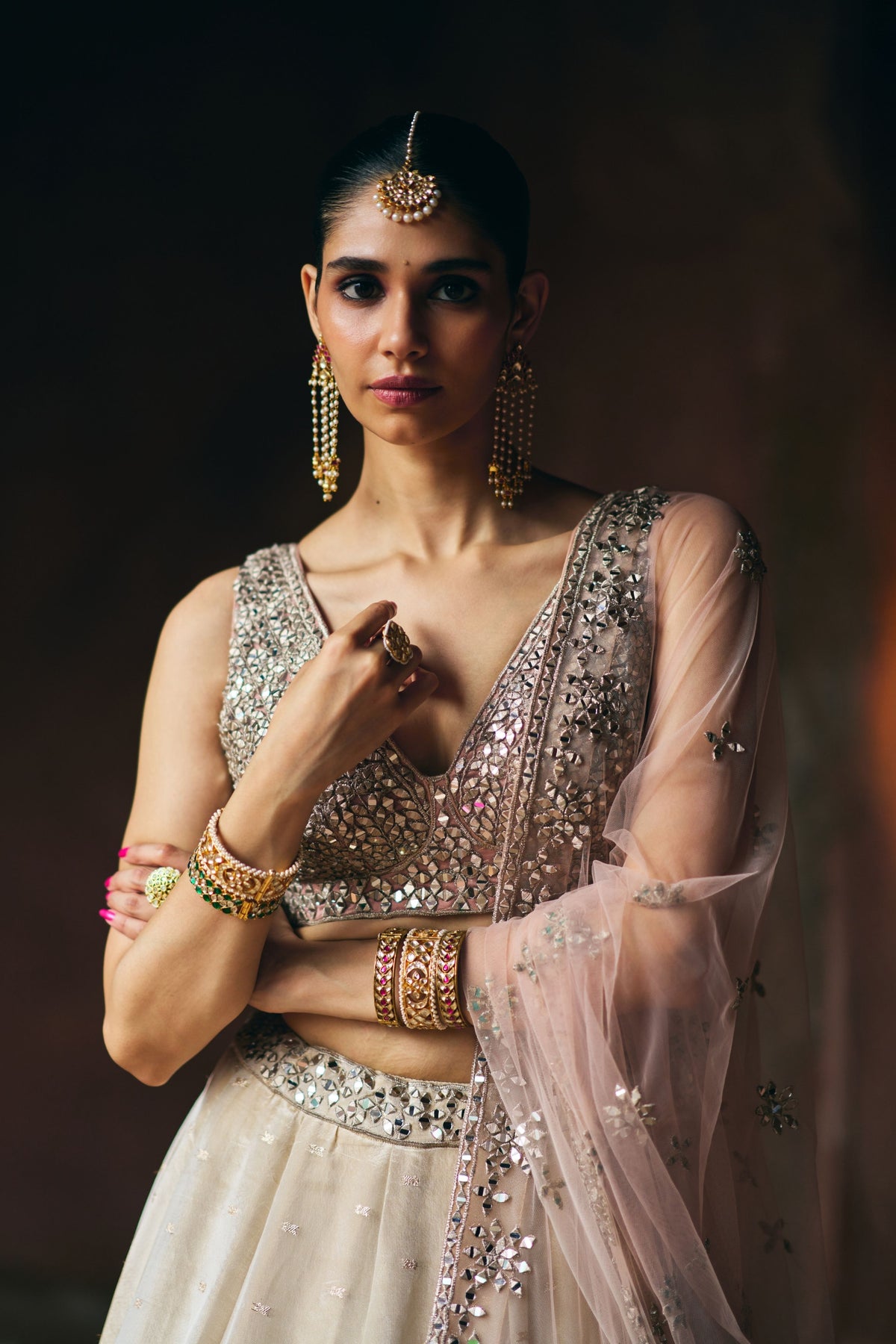 Gold Tissue Lehenga Set