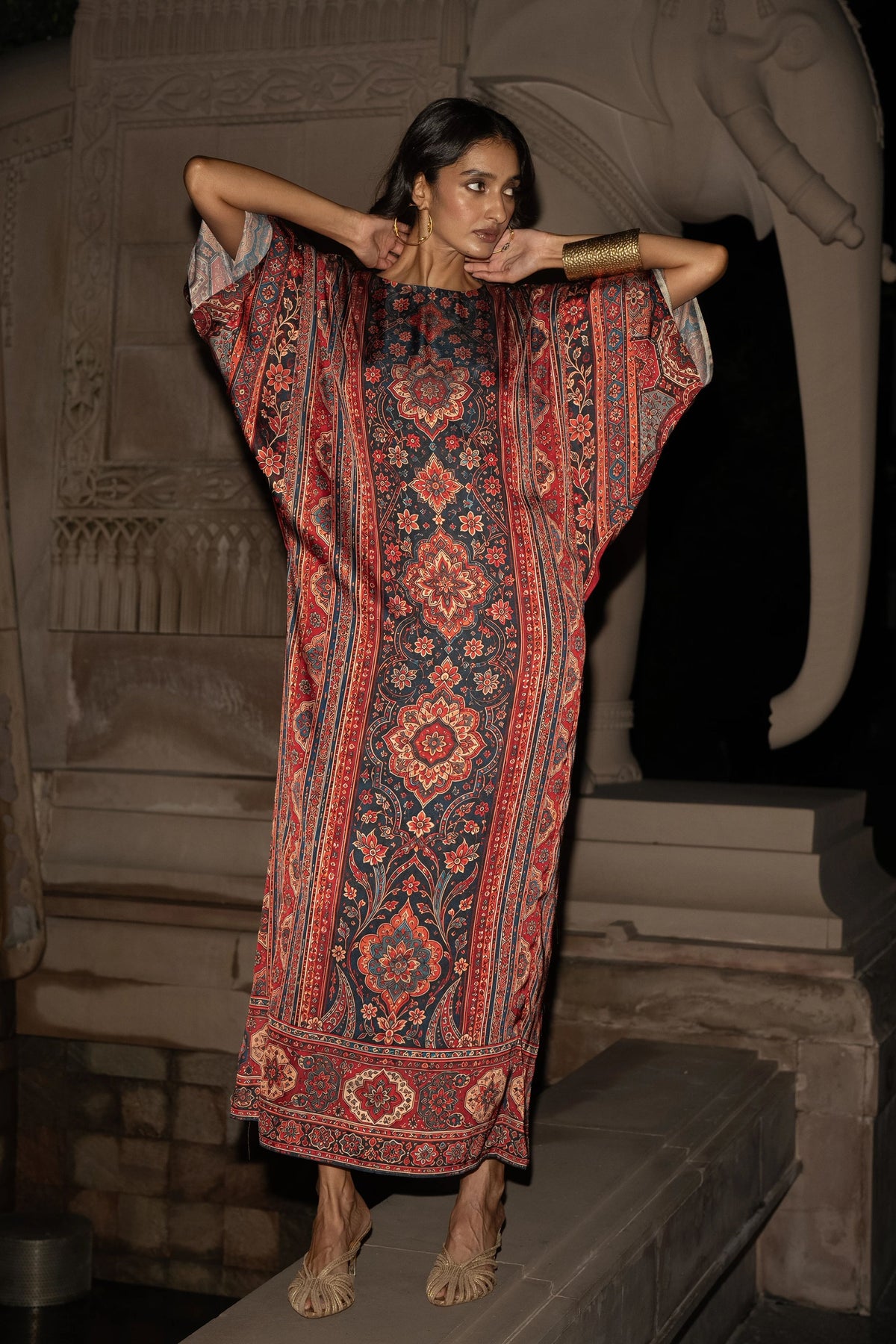 Tapestry Print Kaftan Dress