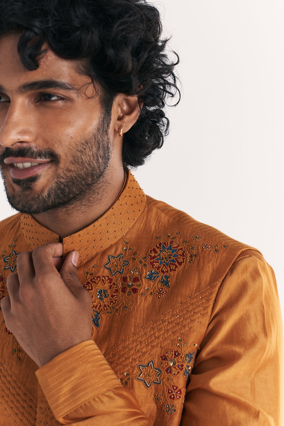 Mahwar Mustard Nehru Jacket Set