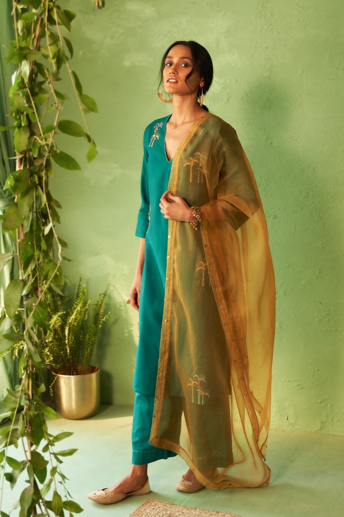 Peacock Green Kurta Set