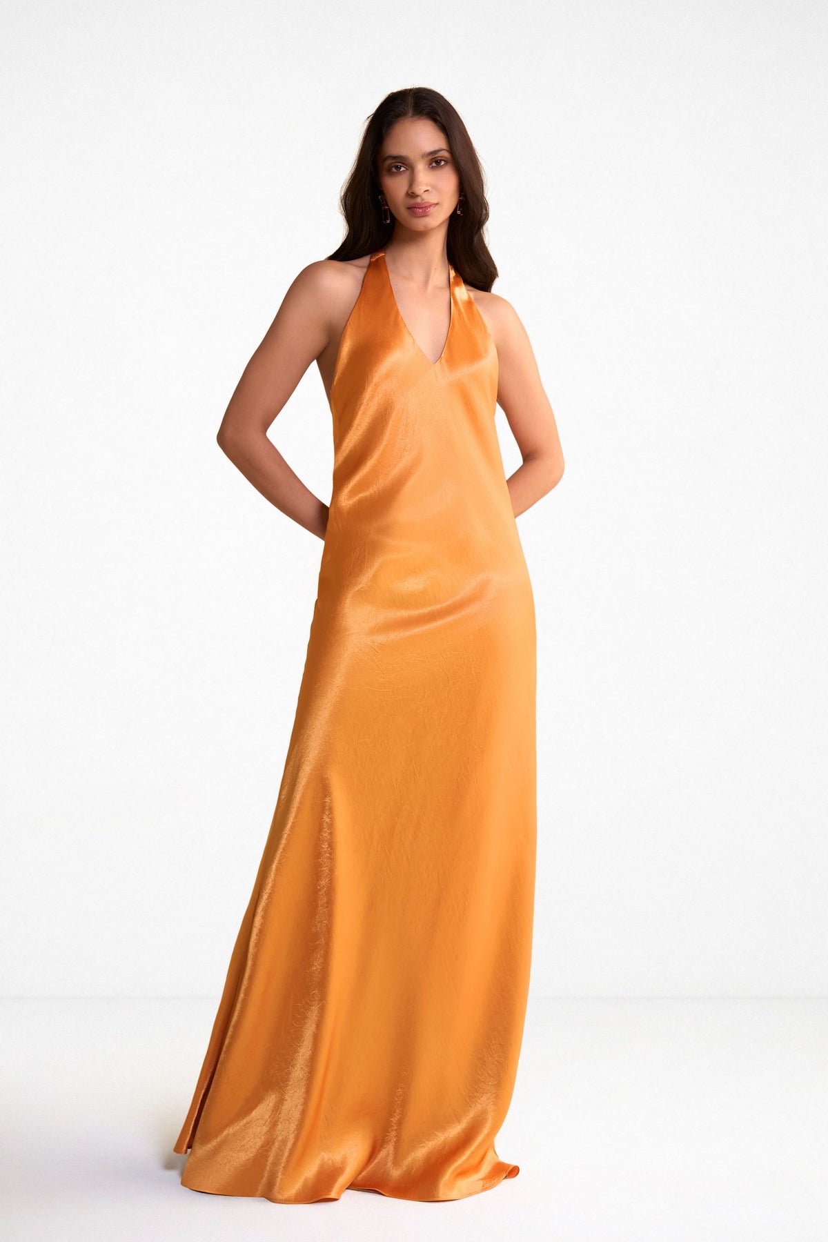 Apricot Satin Dress