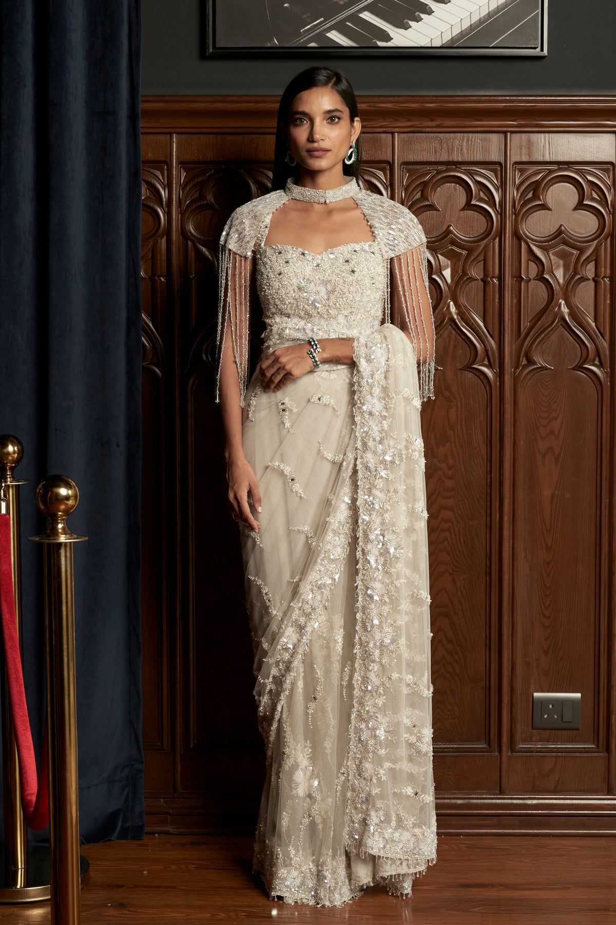 Grey Cape Saree Set