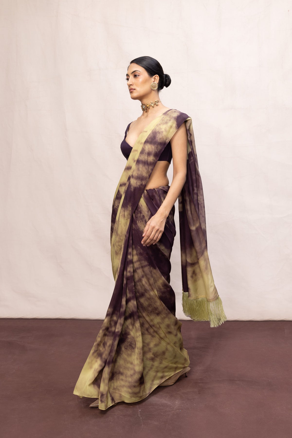 Purple & Pista Green Ombre Saree