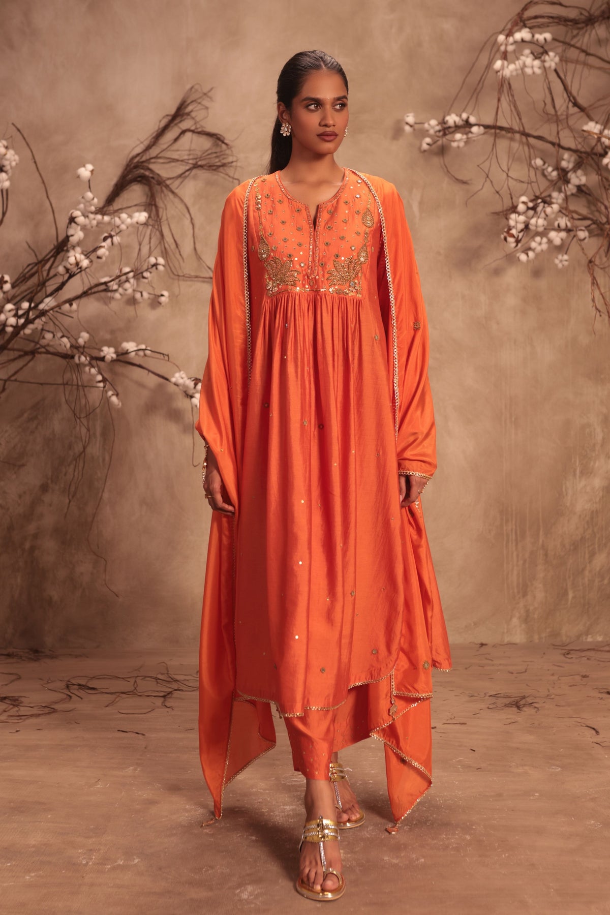 Orange Frockstyle Kurta Set