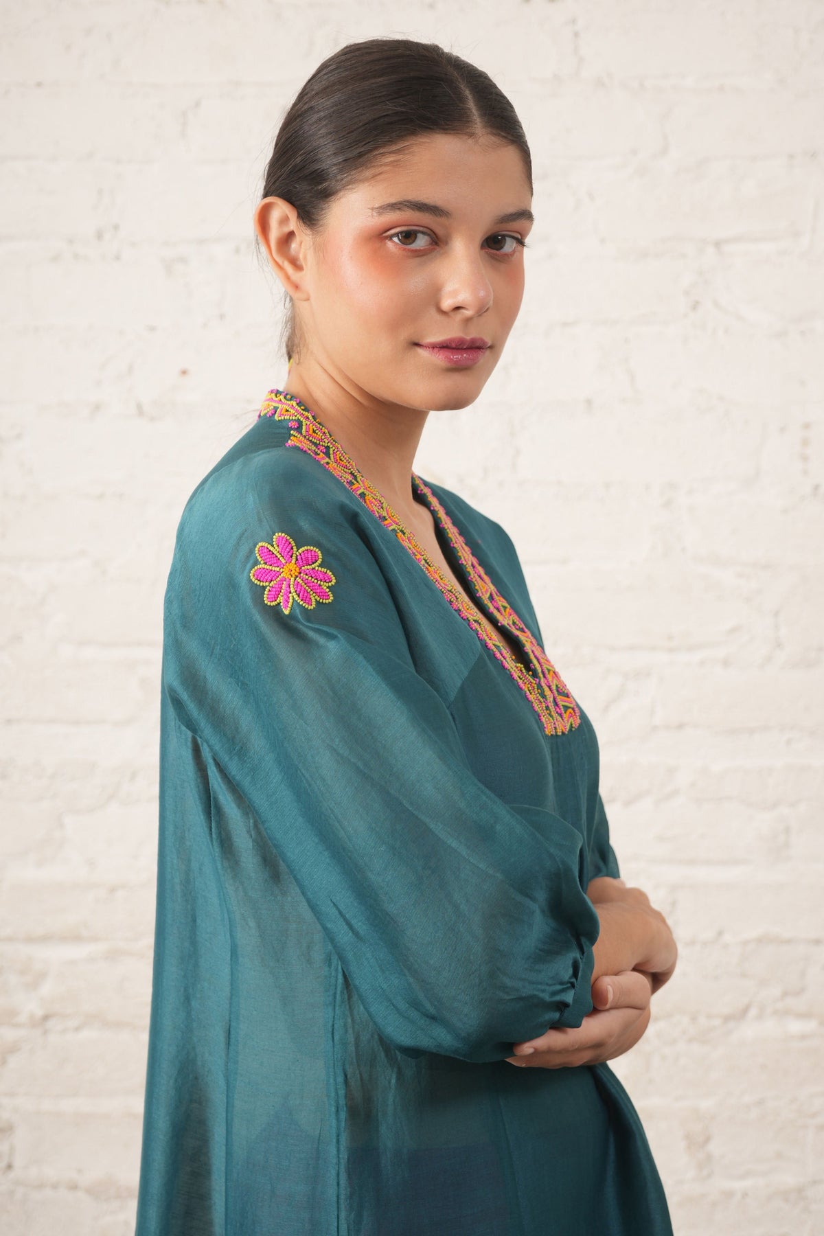 Teal Motif Tunic Set