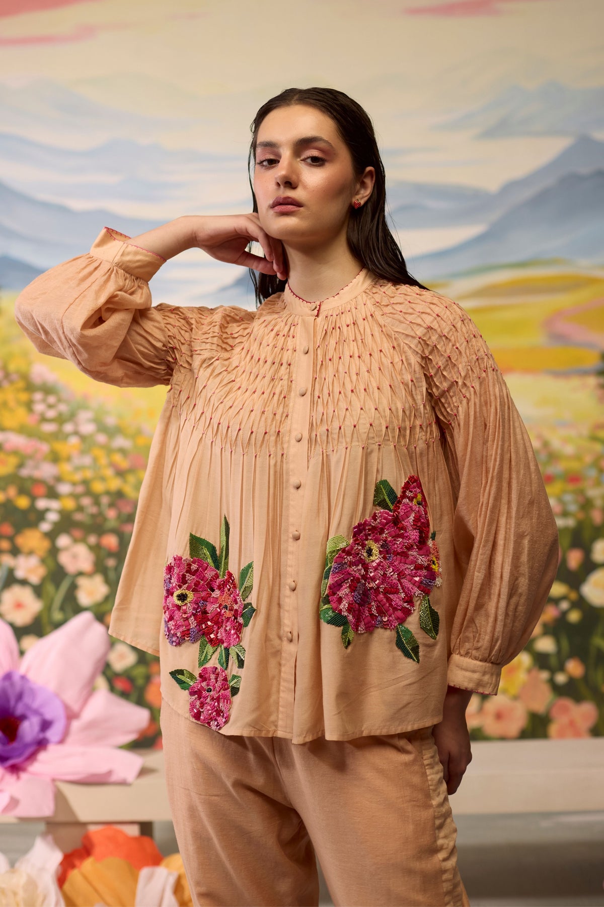 Sorbet Smocked Shirt