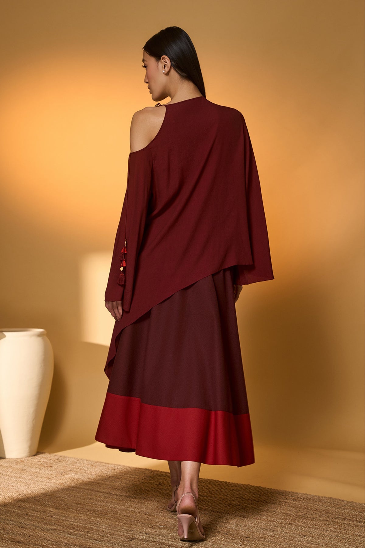 Maroon Lunar Lagoon Skirt Set