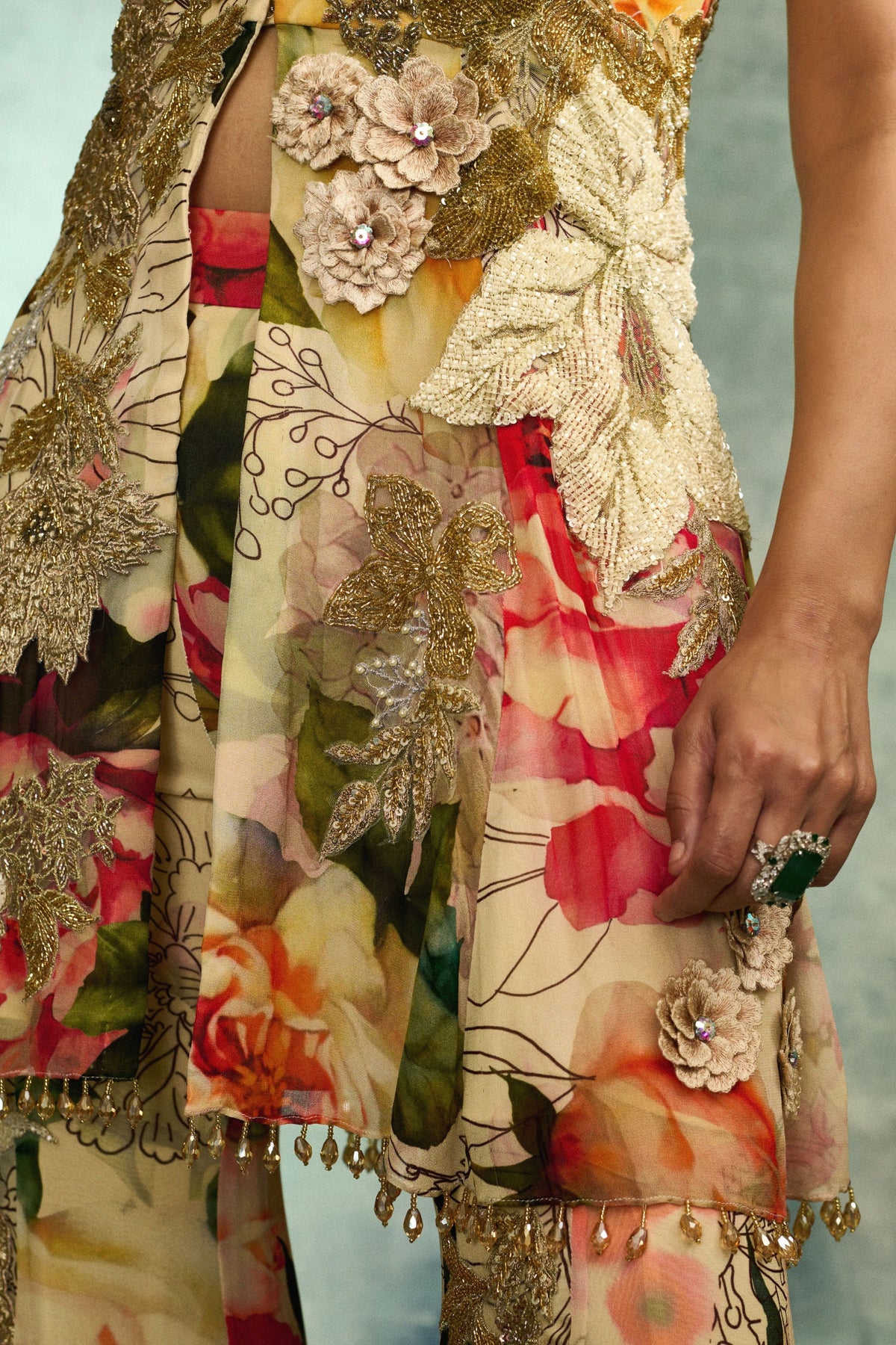 Tropical Bloom Peplum Sharara Set