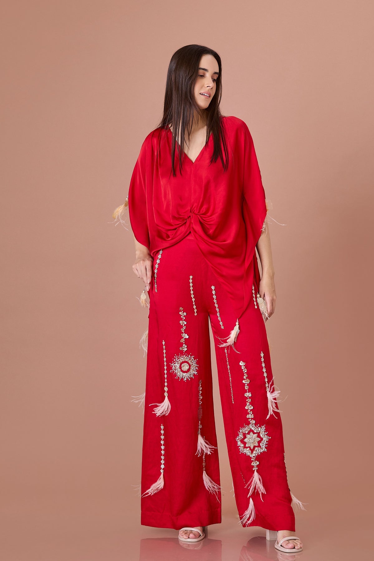 Red Pleated Kaftan