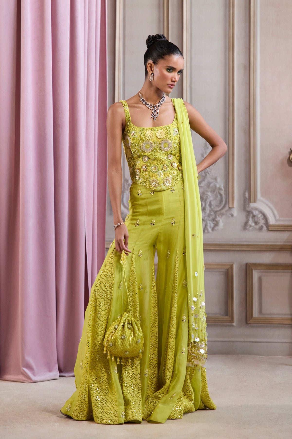 Neon Green Sharara Set