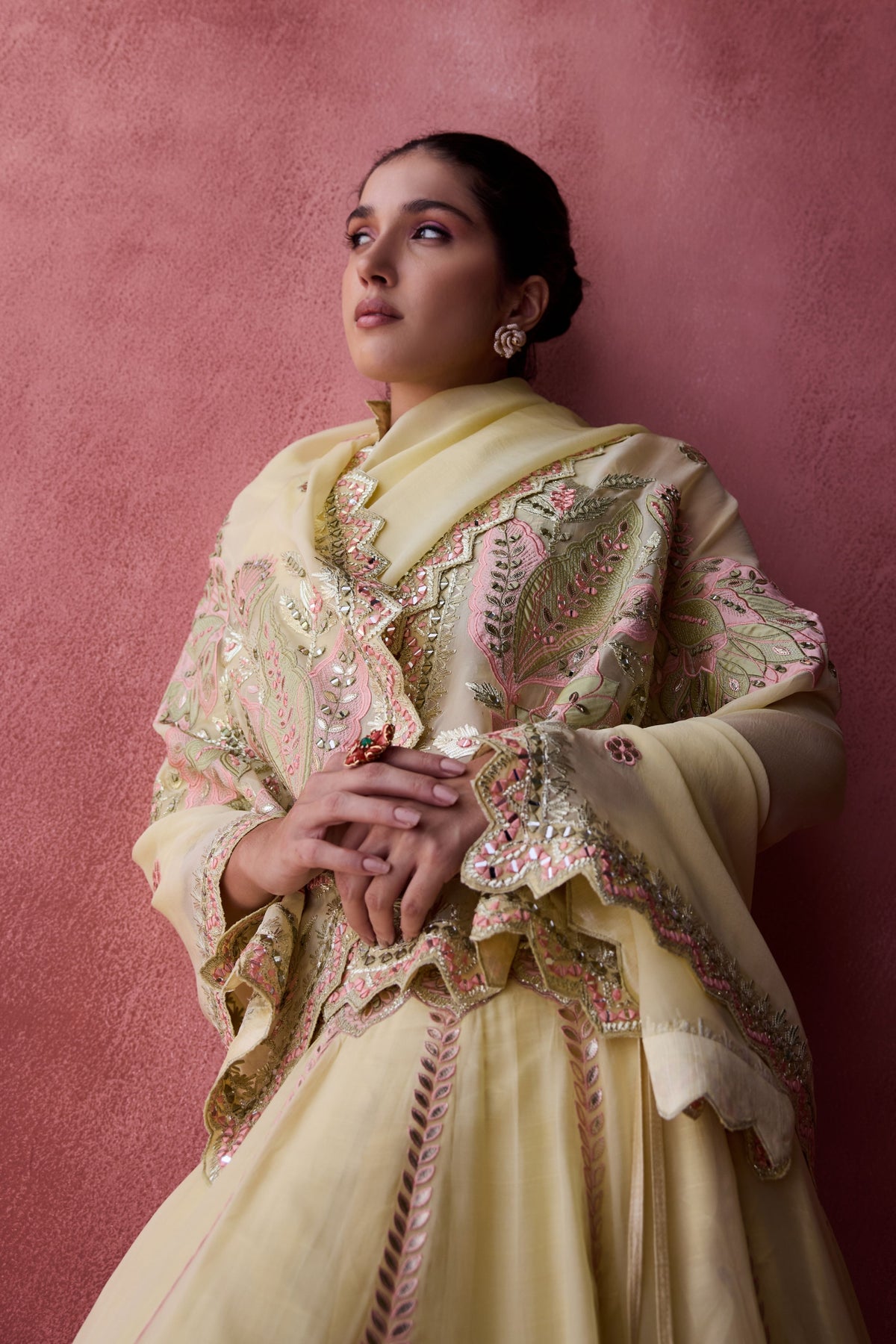 Yellow Mirror Work Lehenga Set