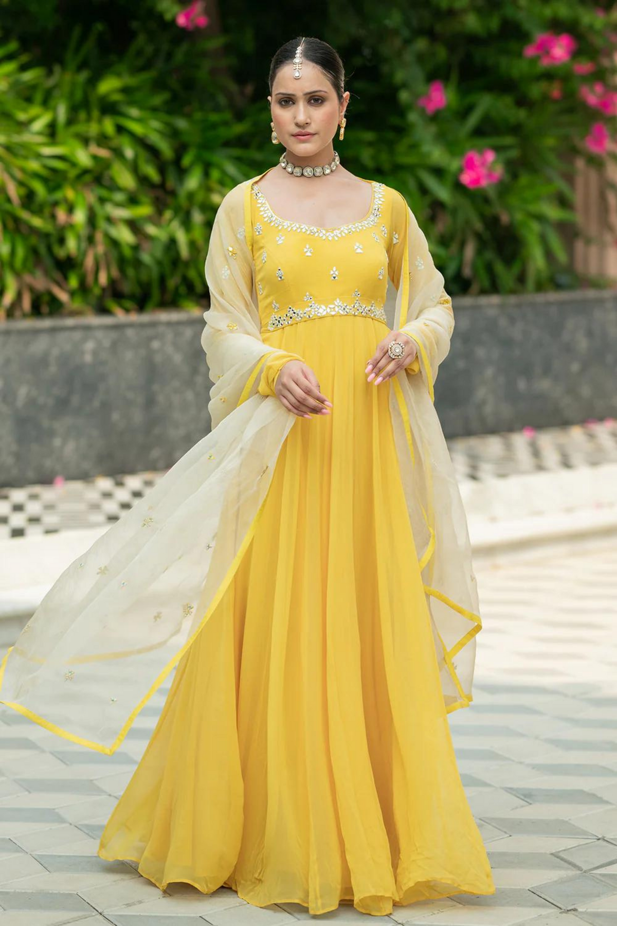 Yellow Anarkali Set