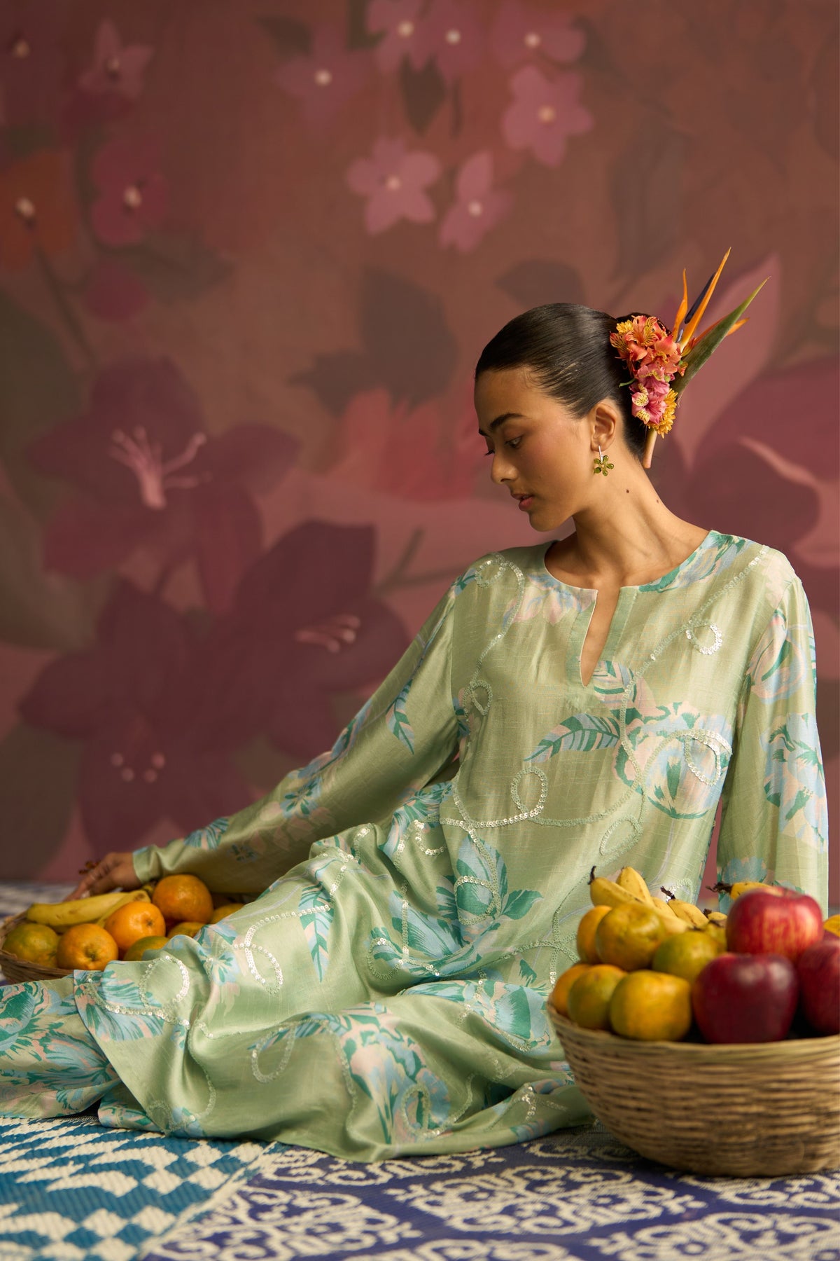 Mint Sage Bloom Kurta Set