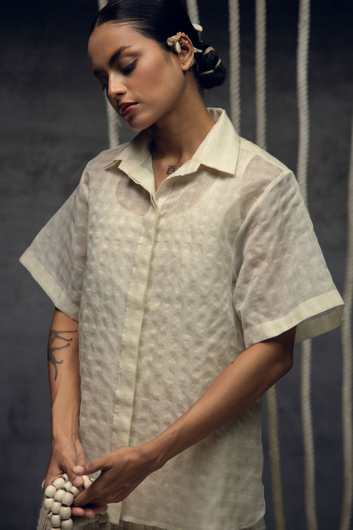 Ivory Checkered Shirt