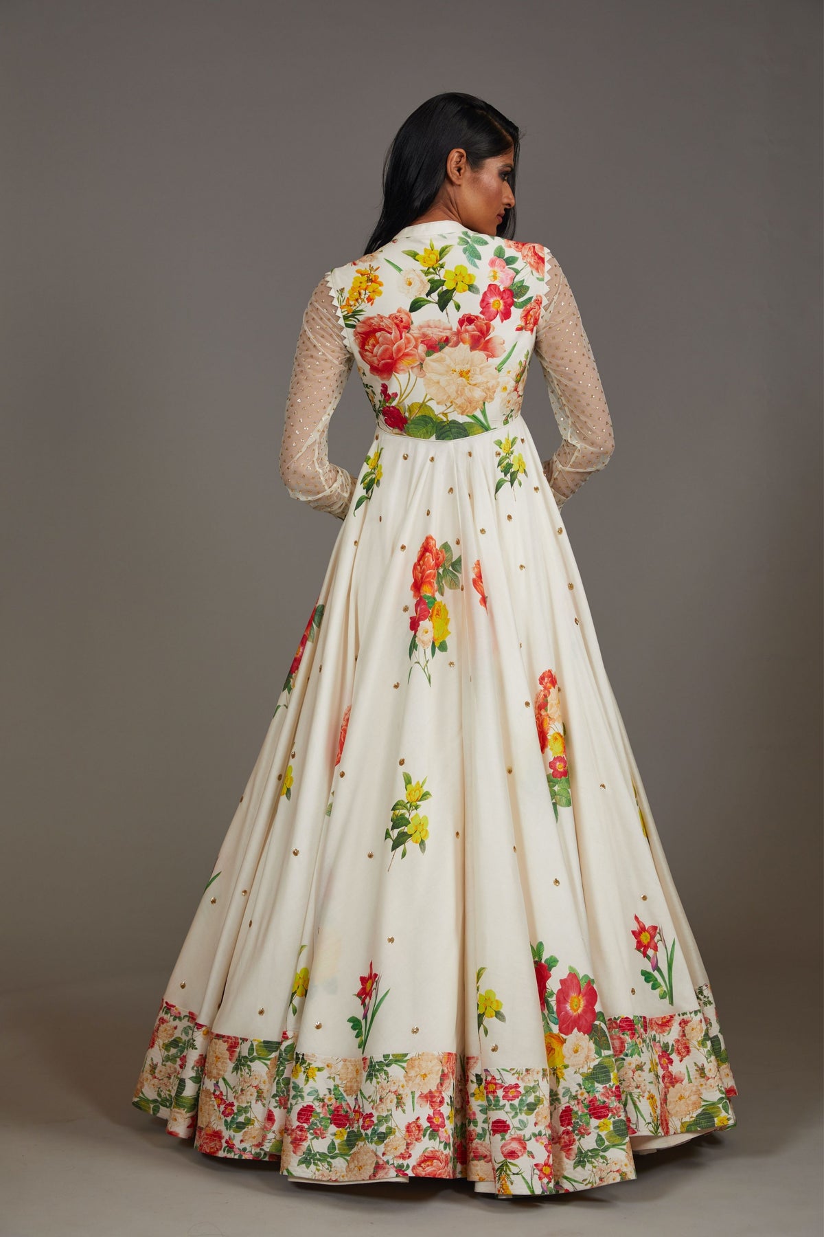 Printed Ivory Anarkali Set