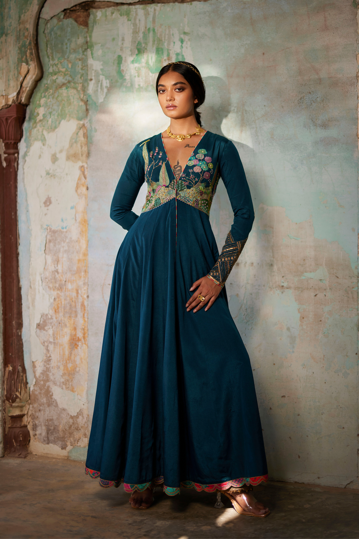 Nadira Teal Anarkali Set