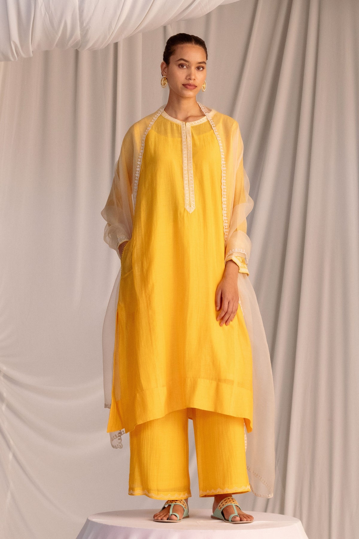 Mango Embroidered Tunic &amp; Trouser Set