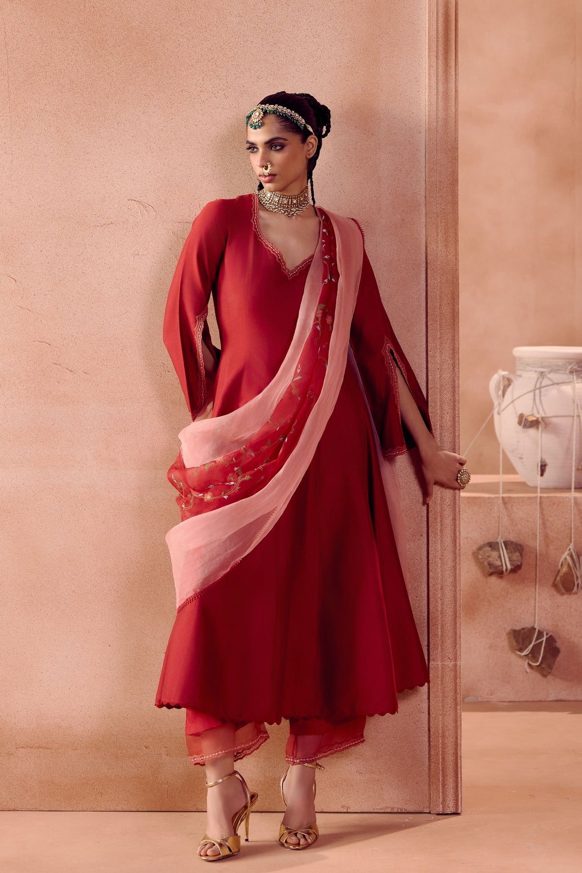 Maroon Anarkali Set