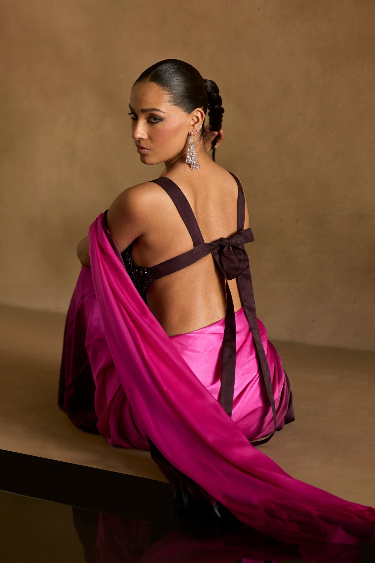 Persian Rose Draped Saree Set