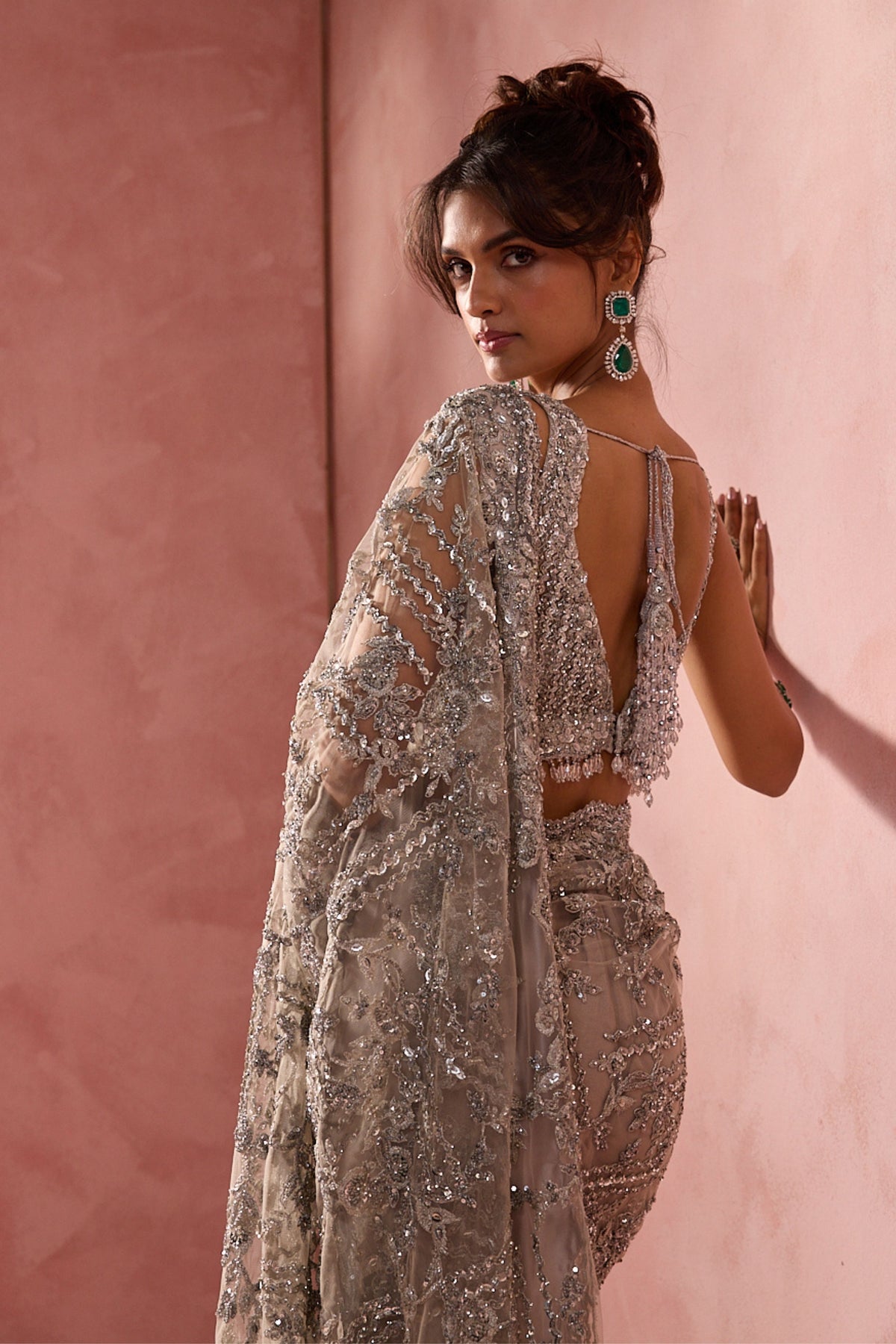 Silver Grey Saree Set