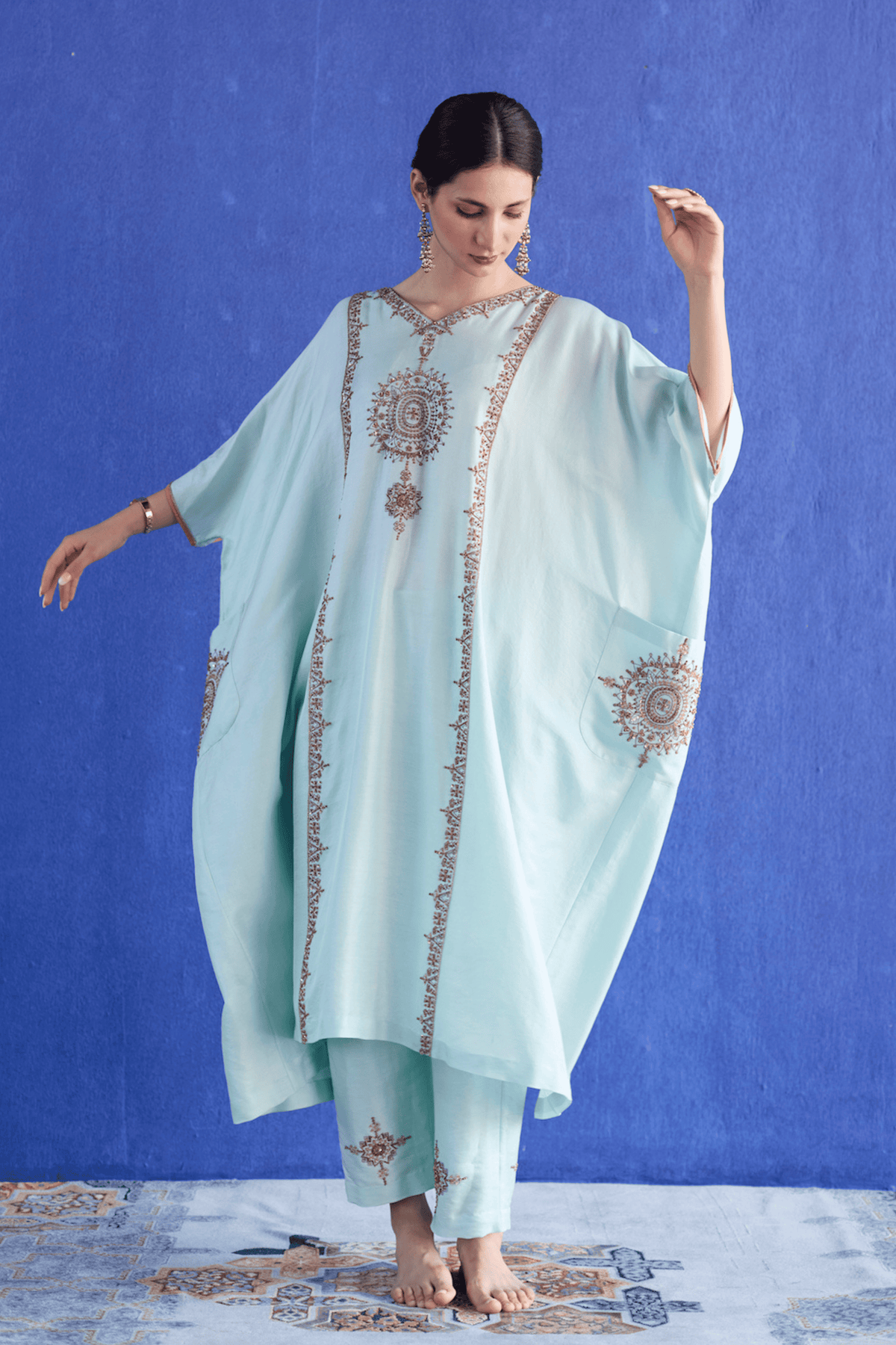 Blue Bindi Kaftan Suit