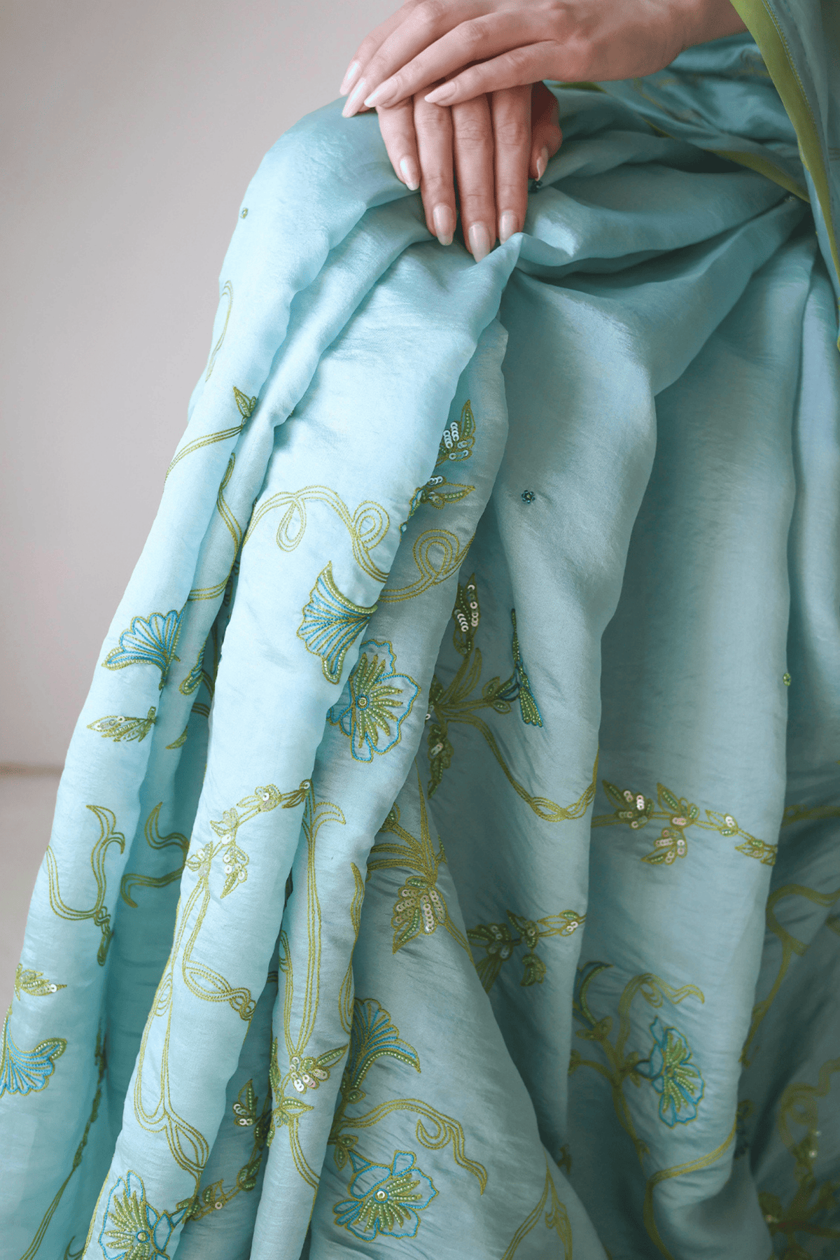 Moss &amp; Mist Embroidered Saree