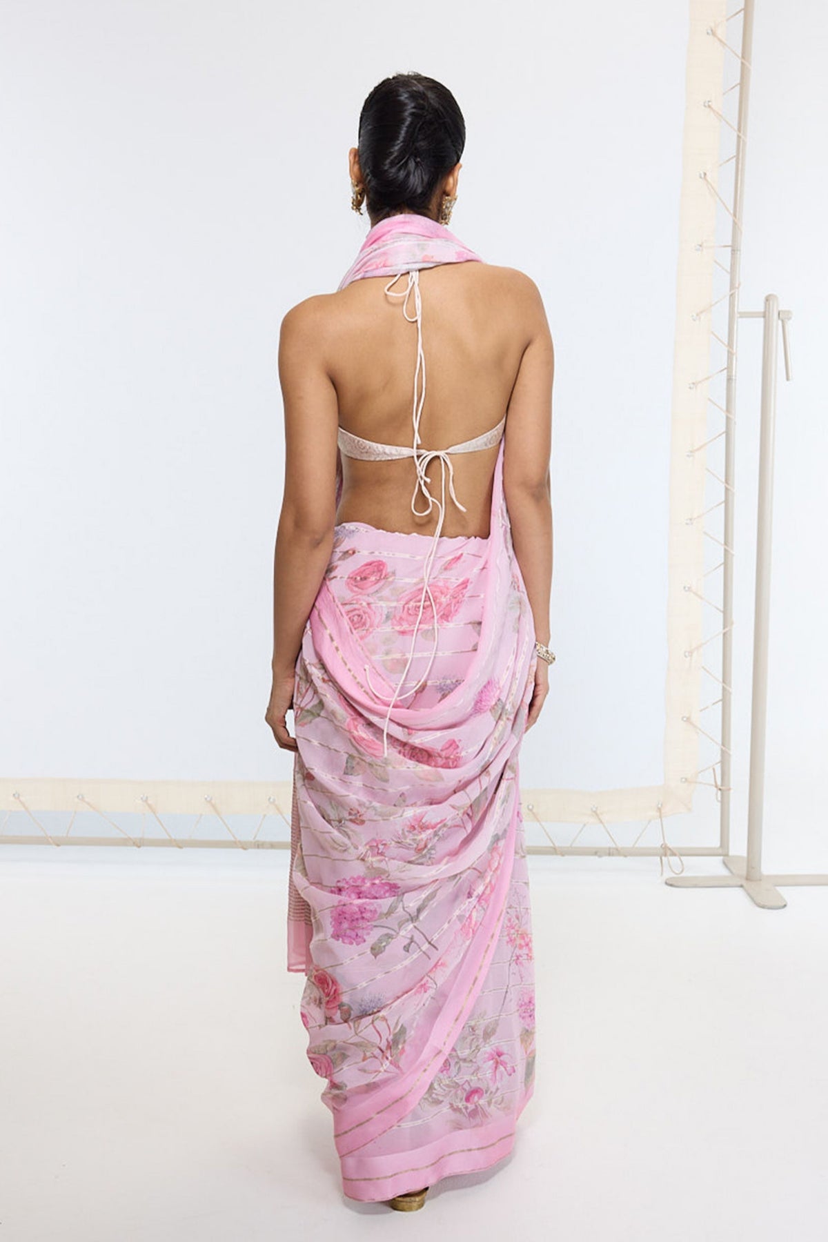 Handwoven Ballet Pink Printed Saree