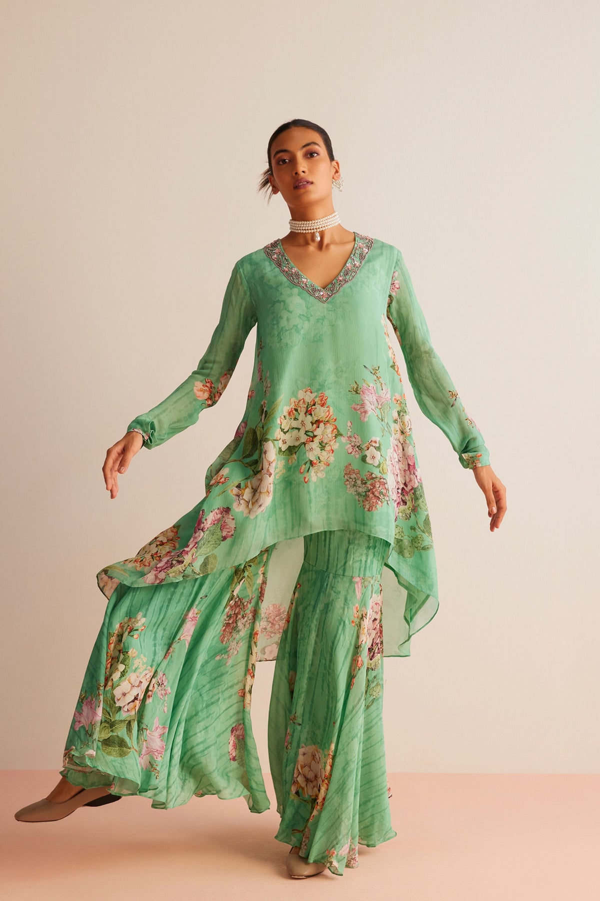 Sea Green Faiza Tunic Set