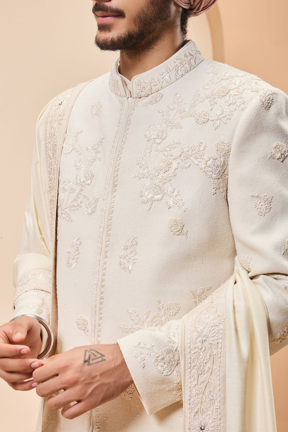 Ivory Sequin Grace Sherwani Set