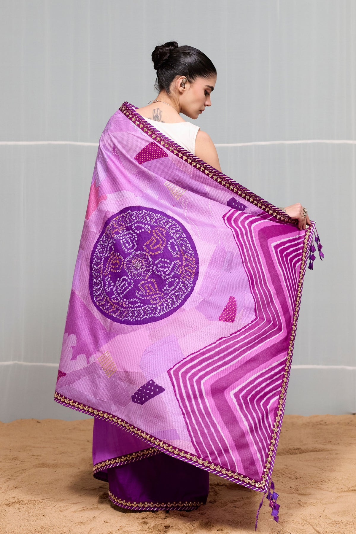 Puple Boond Saree