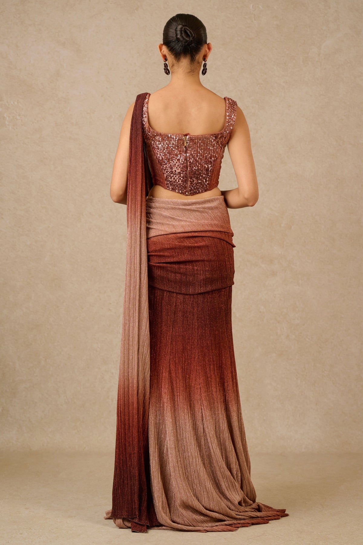 Copper Ombre Corset Concept Saree