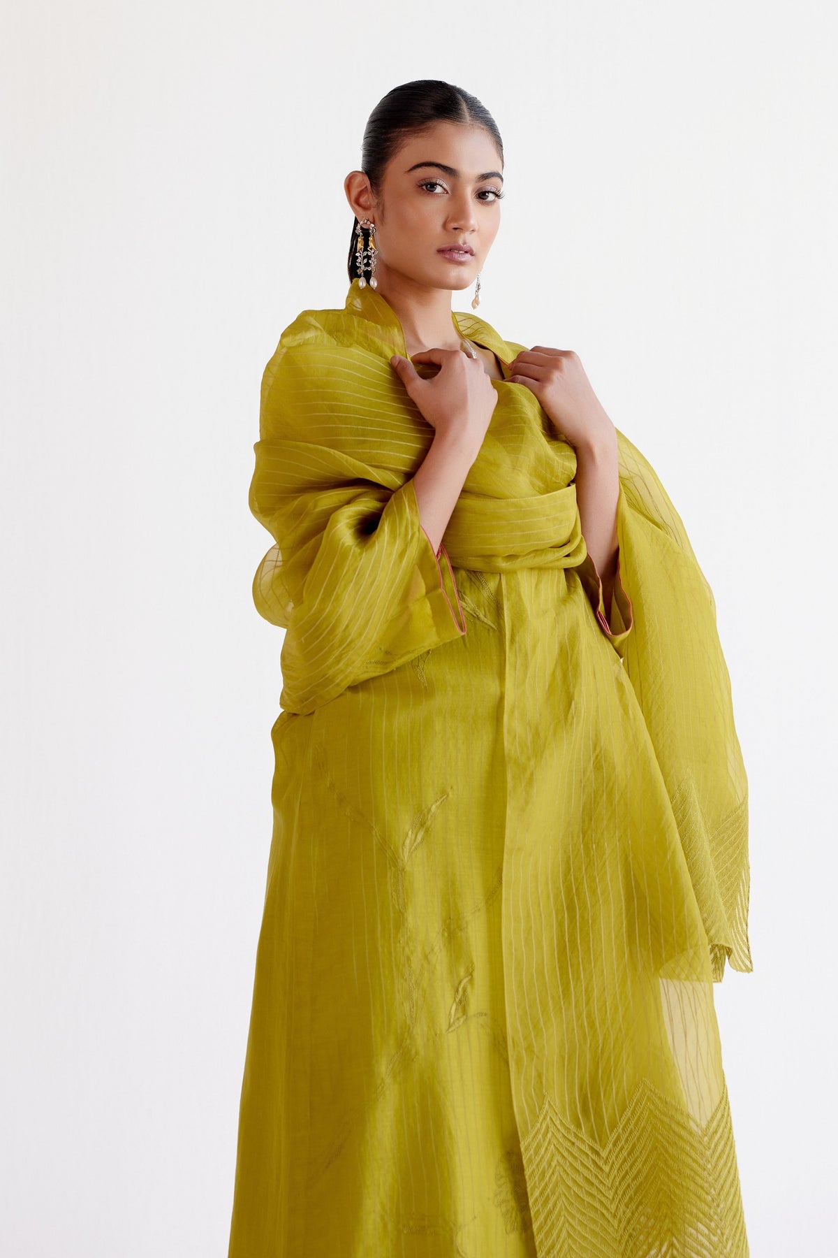 Green Resham Embroidery Kurta Set