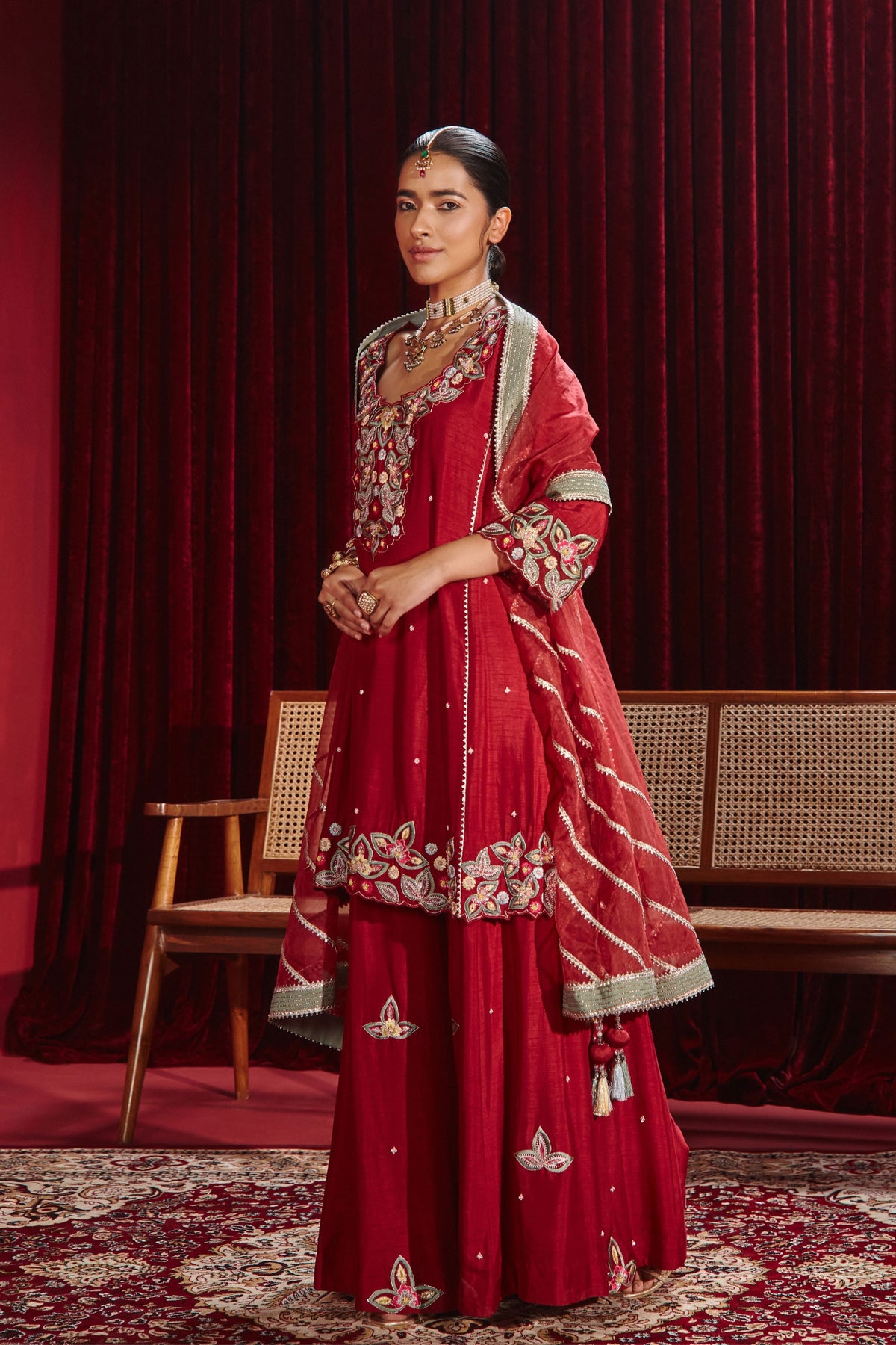 Wine Shagun Sharara Set