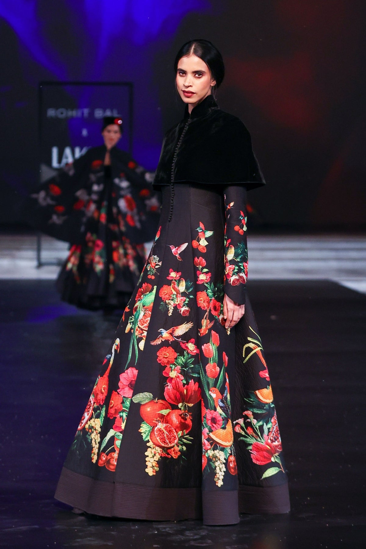 Black Long Printed Quilting Jacket