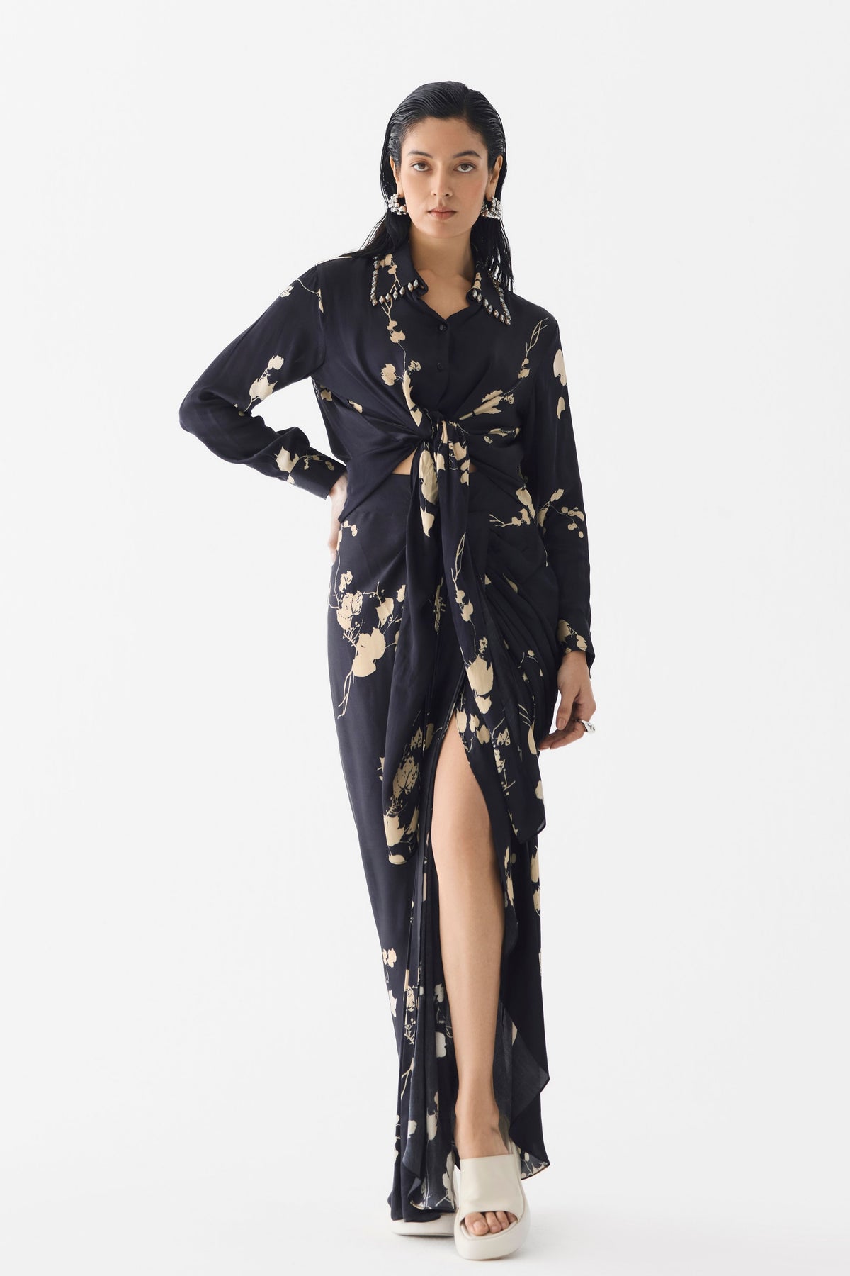 Black Sakura Crop Top & Skirt